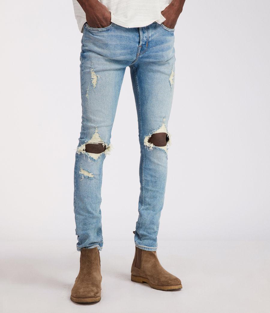 AllSaints Ichnaw Cigarette Damaged Skinny Jeans in Blue for Men | Lyst