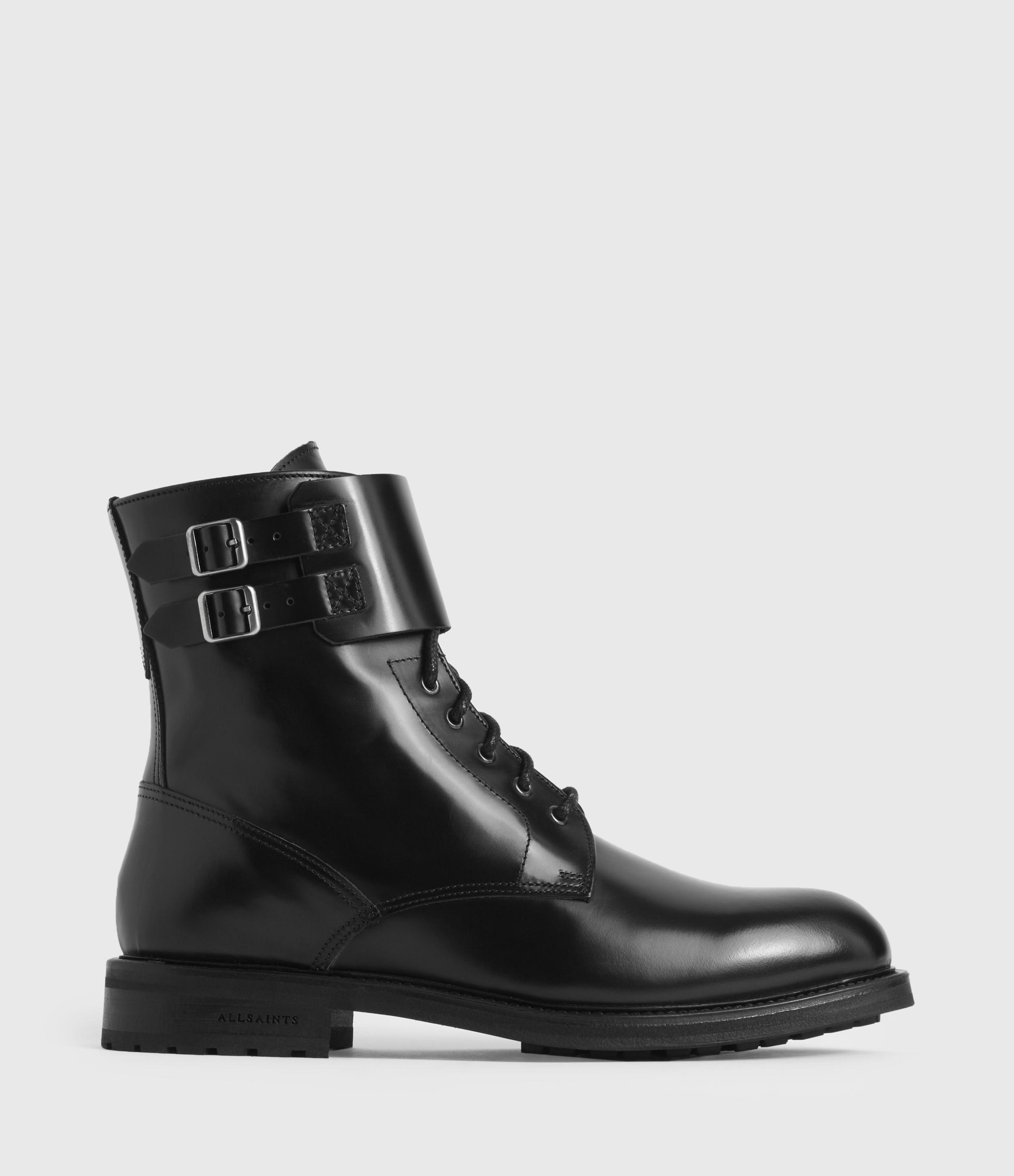 AllSaints Brigade Leather Boots, in Black | Lyst