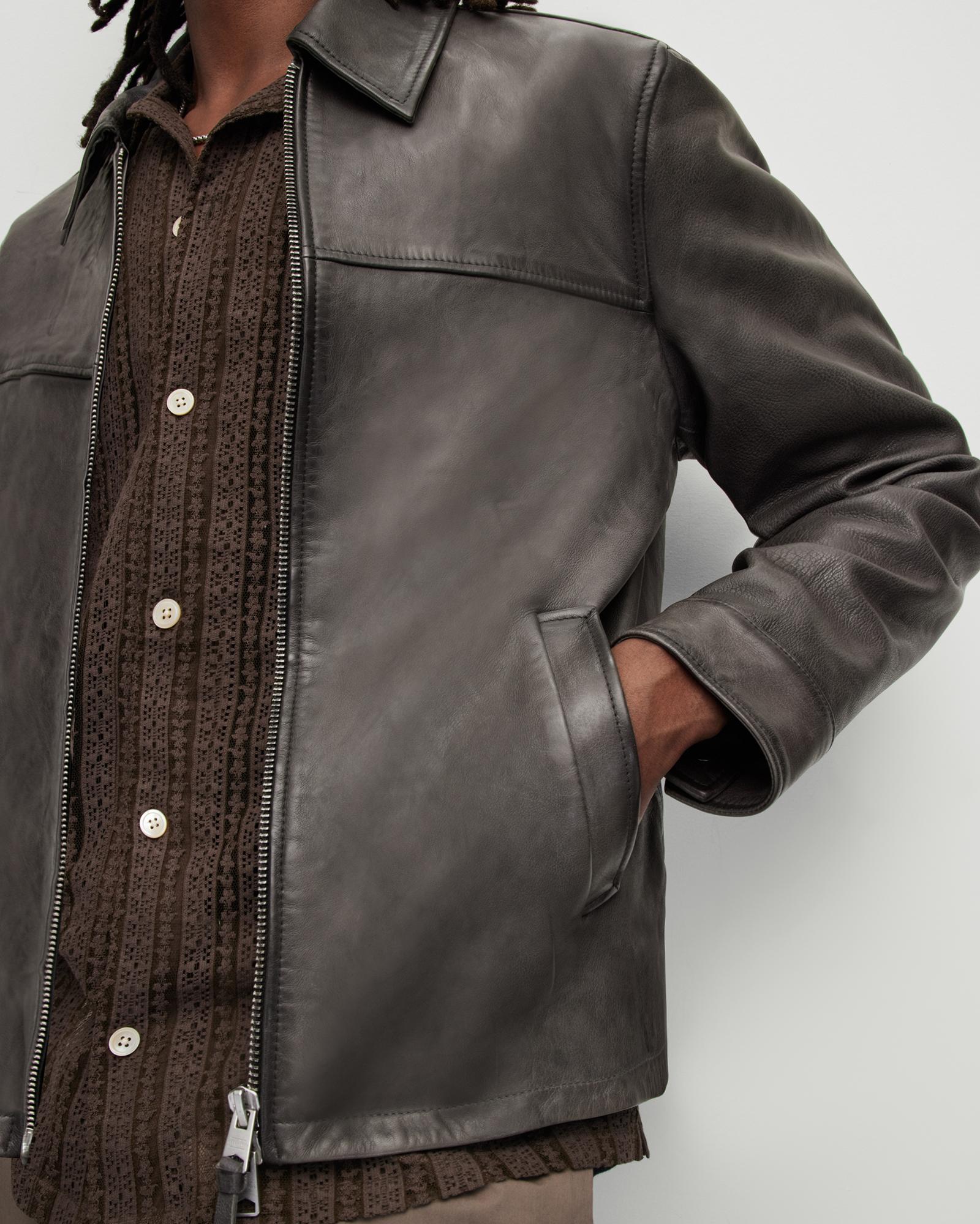 AllSaints Adam Leather Jacket, in Brown for Men | Lyst