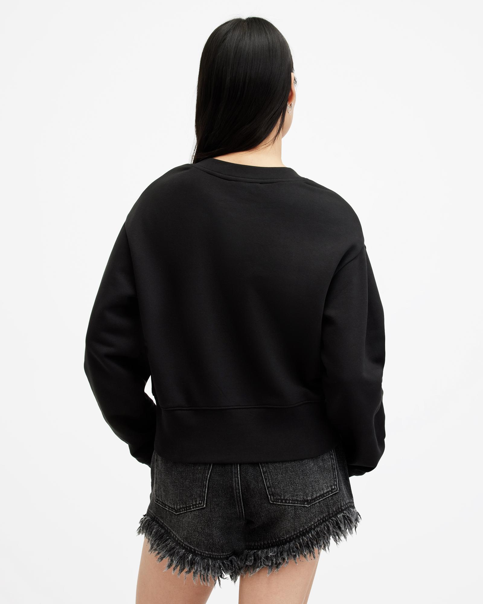AllSaints Flite Separo Sequin Eagle Sweatshirt in Black | Lyst