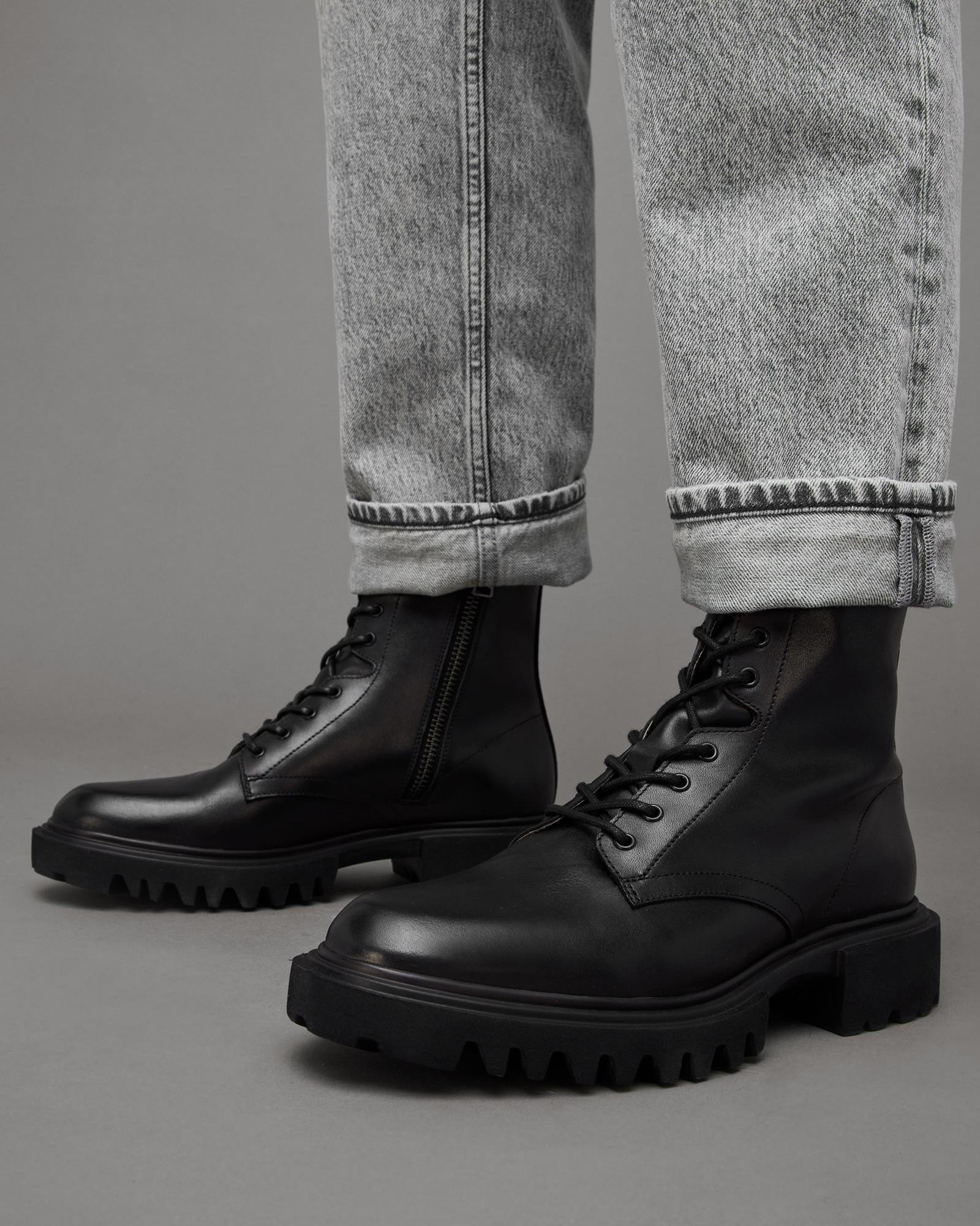 ALL SAINTS MEN’S VAUGHAN CHUNKY LEATHER BOOTS all-saints-Black-Vaughan-Logo-  main image 3