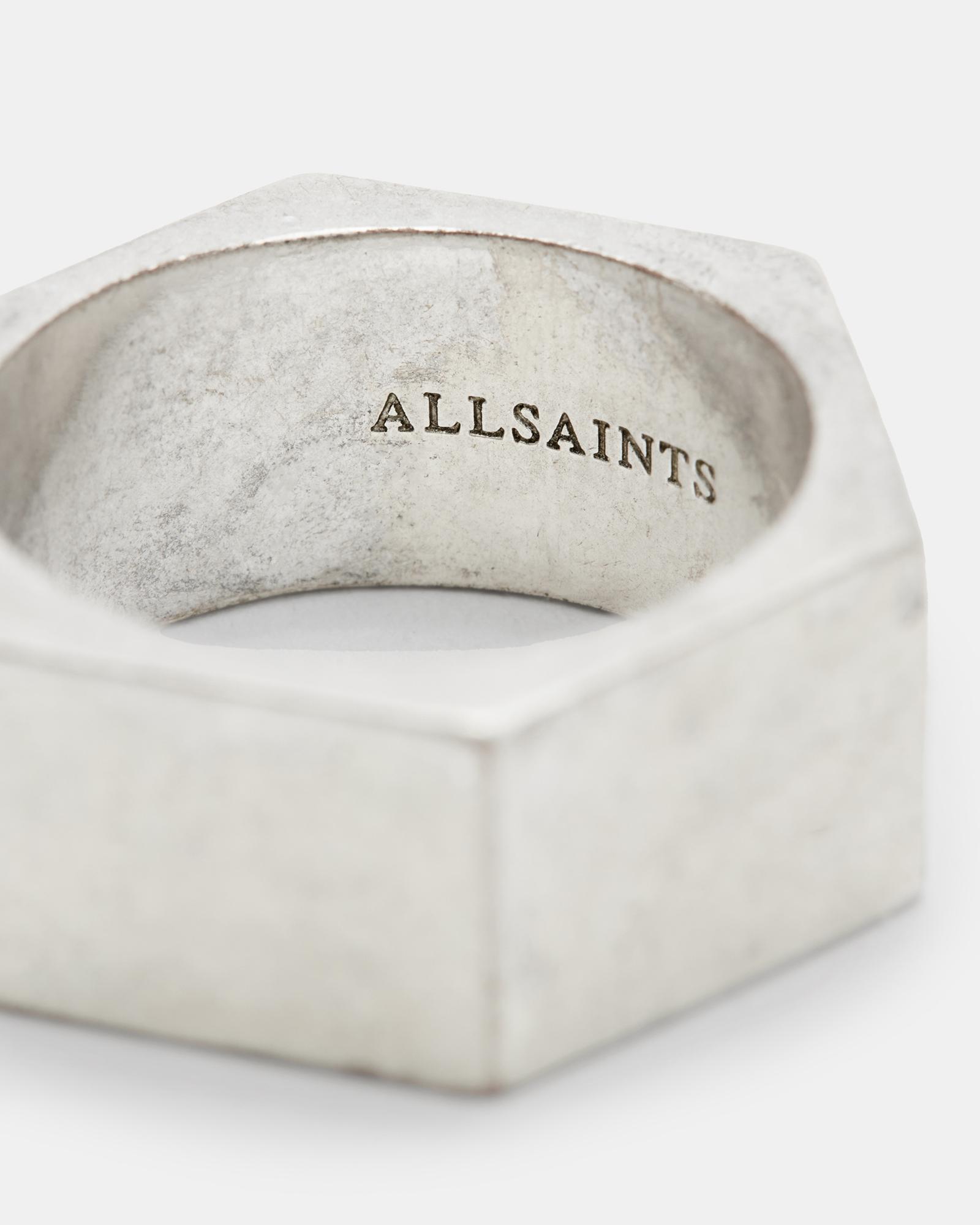 AllSaints Hex Sterling Silver Bolt Ring in White for Men | Lyst
