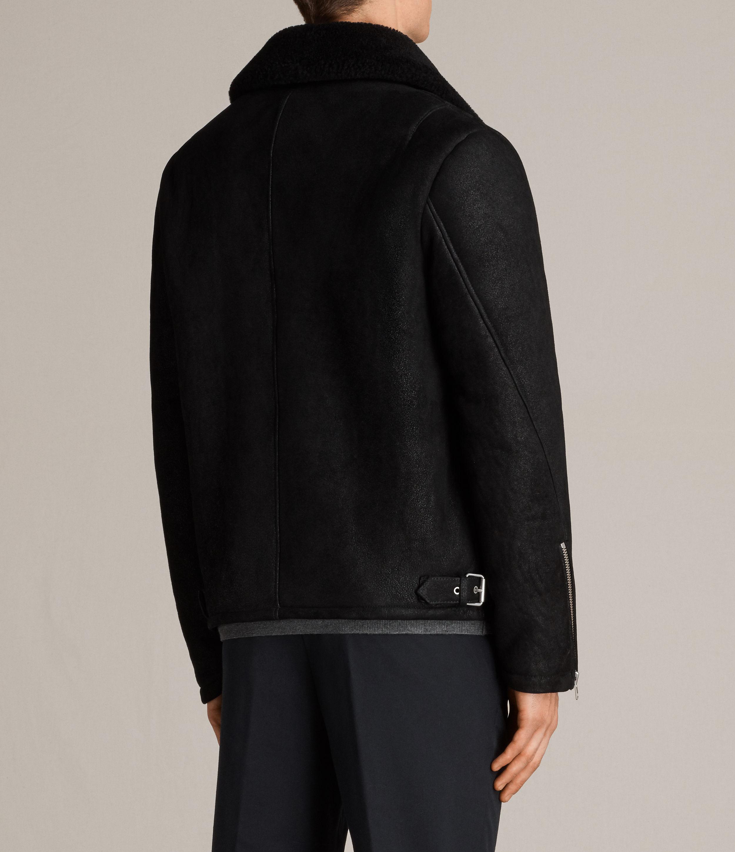 AllSaints Dekley Shearling Jacket in Black for Men | Lyst