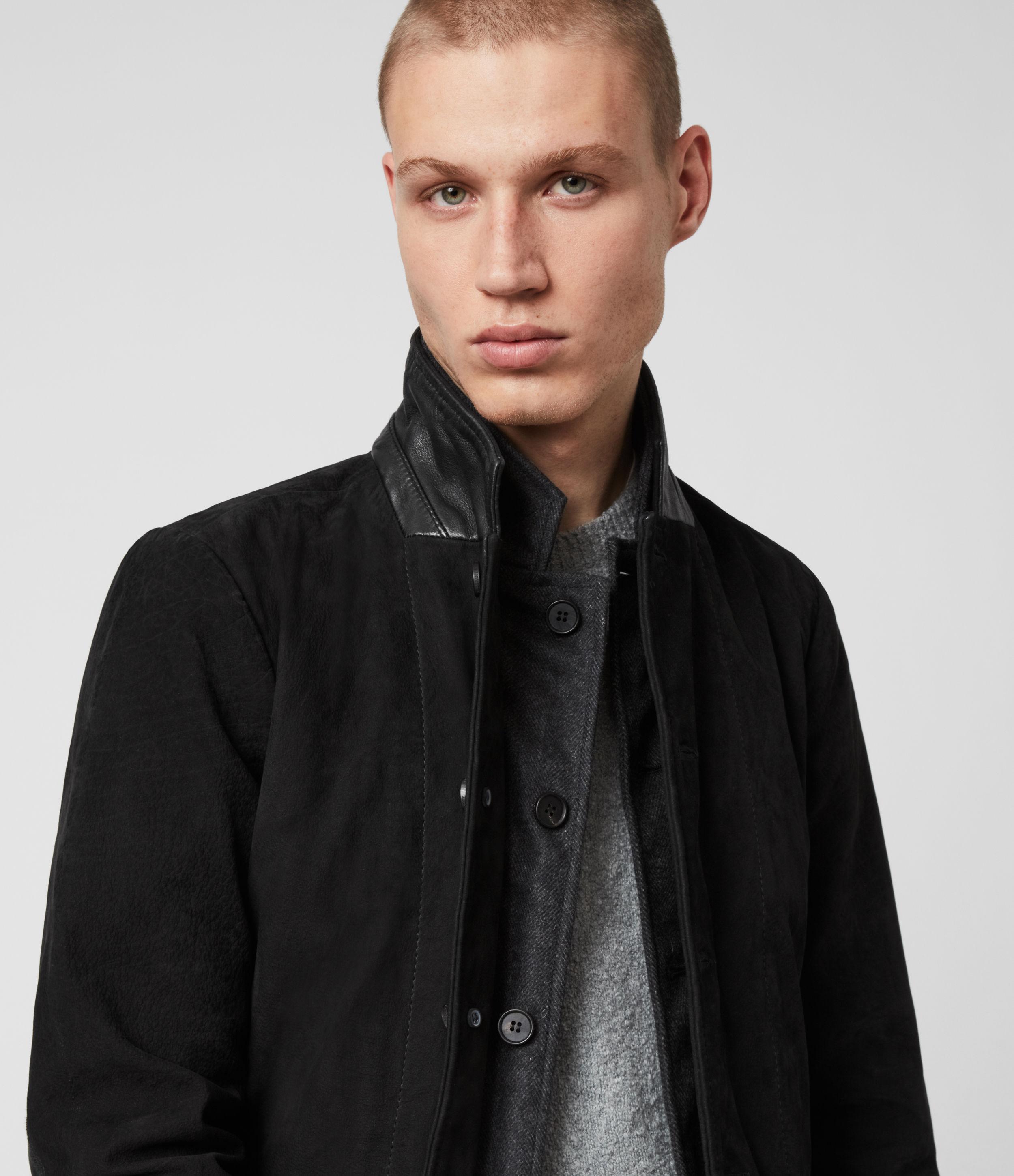 AllSaints Survey Leather Blazer in Black for Men | Lyst
