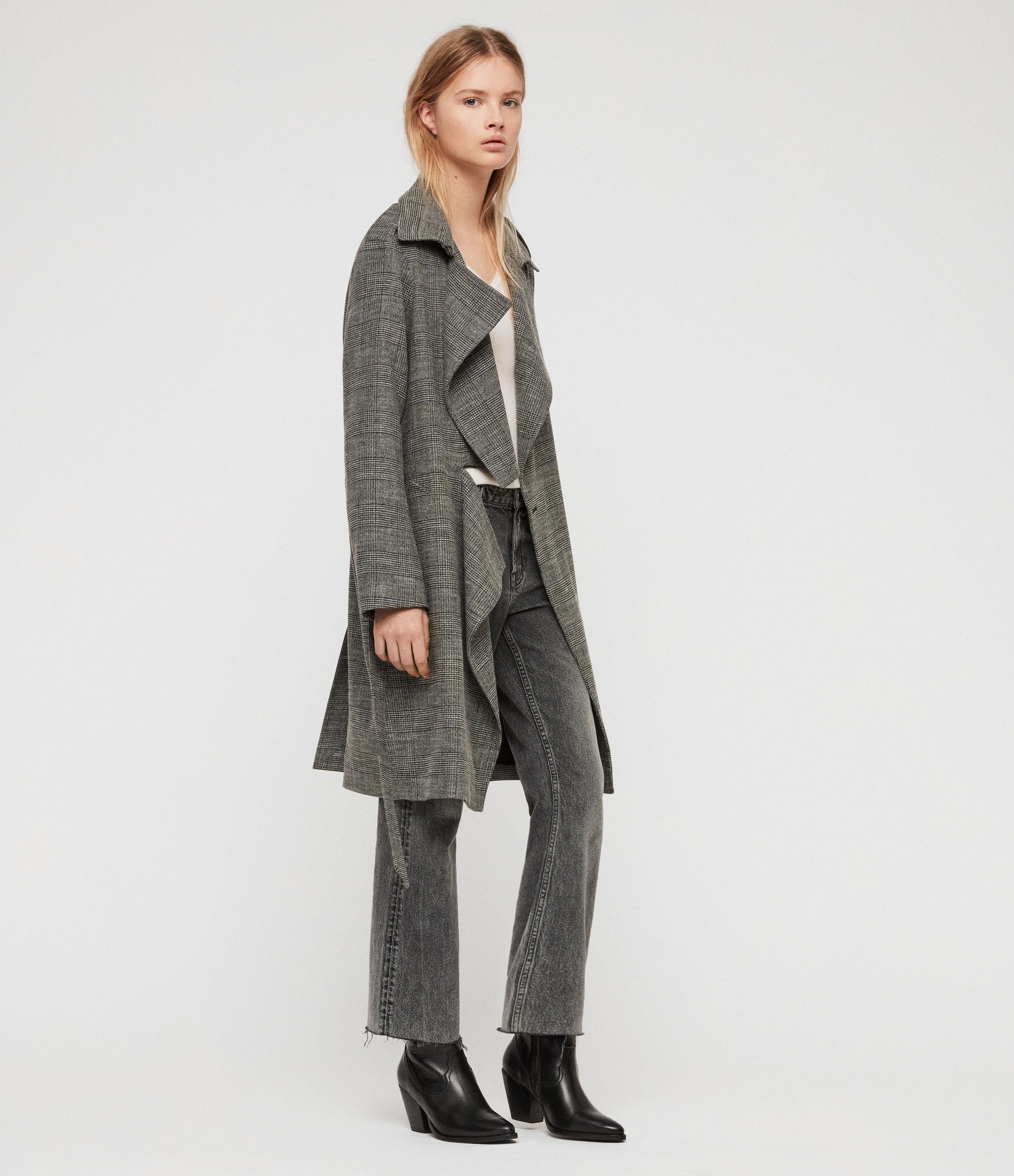 all saints check coat