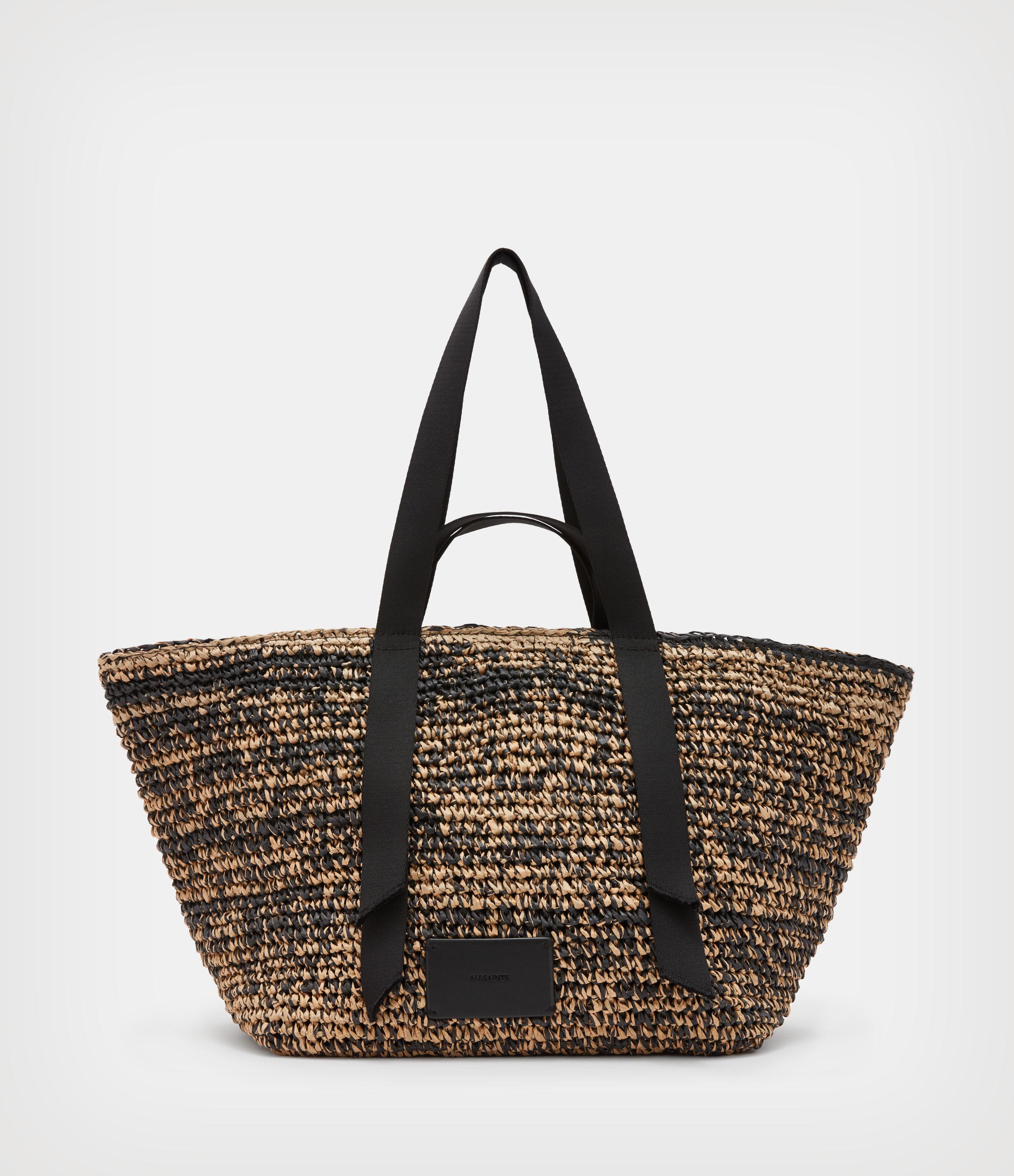 AllSaints Women's Jacqueline Straw Tote Bag in Black Lyst