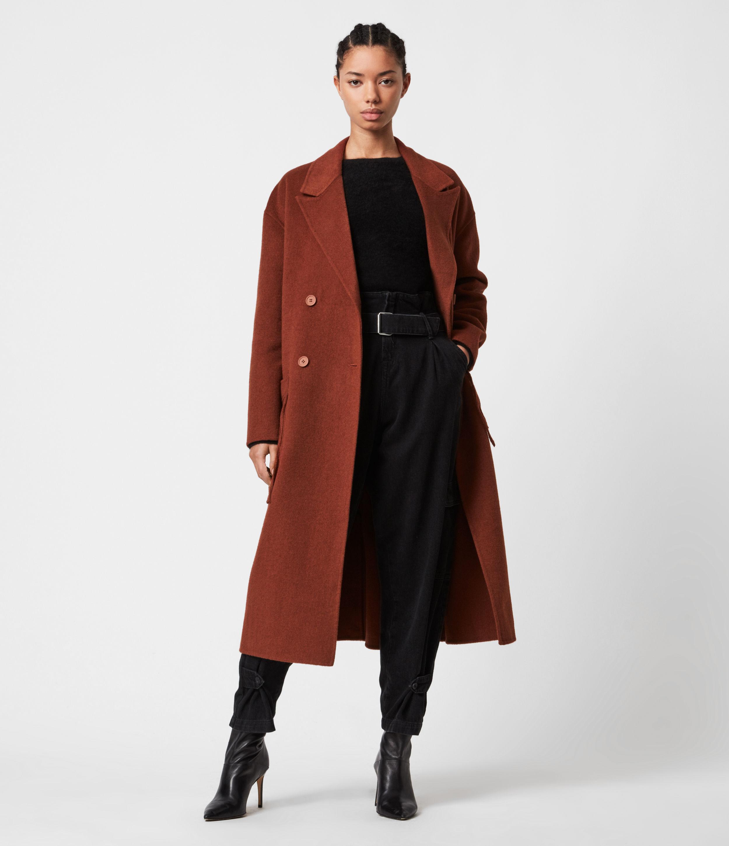 AllSaints Freya Coat Womens in Brown | Lyst