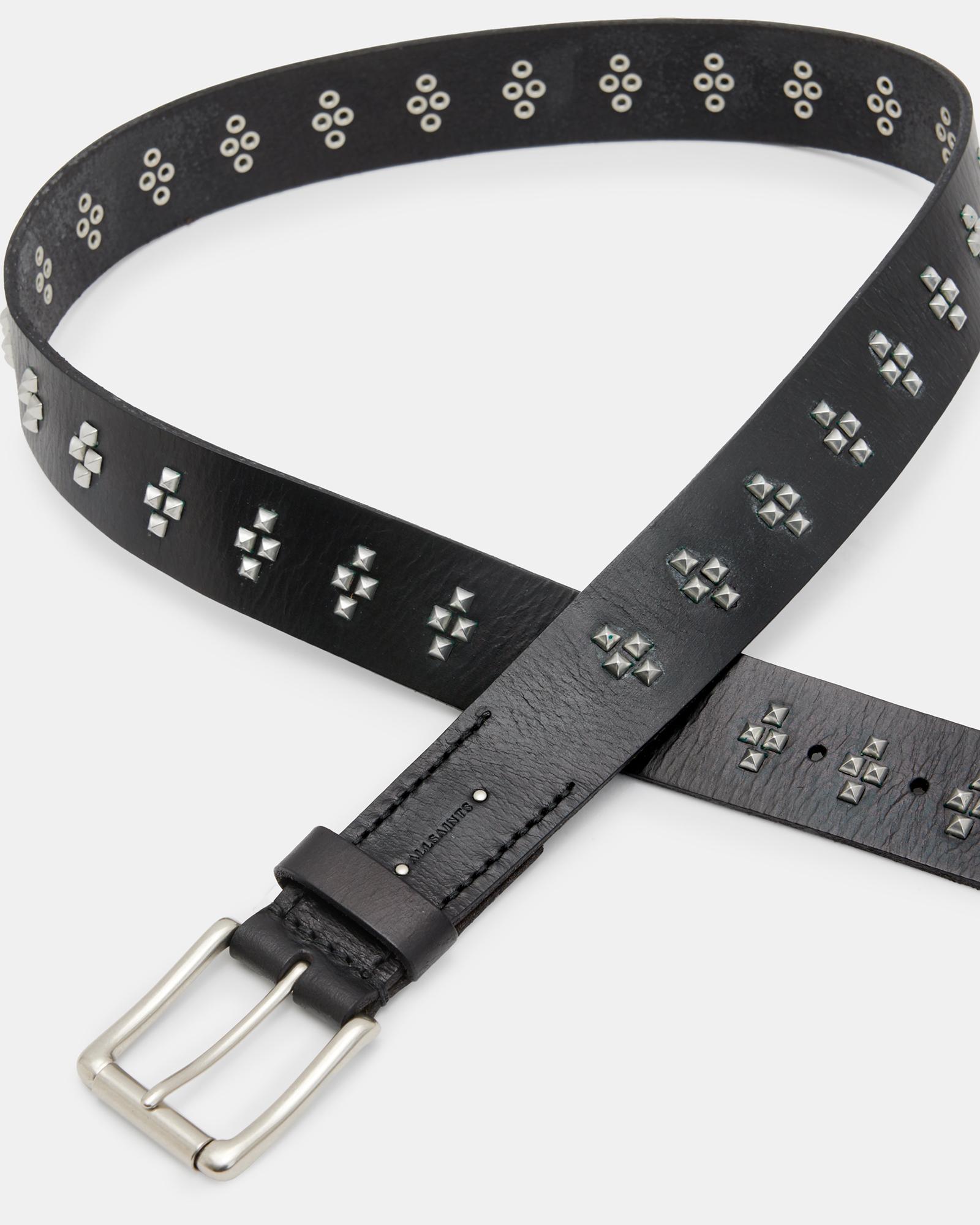 All Saints Black Belt with Silver Studs all-saints-25-mm-studded-belt-  main image 2