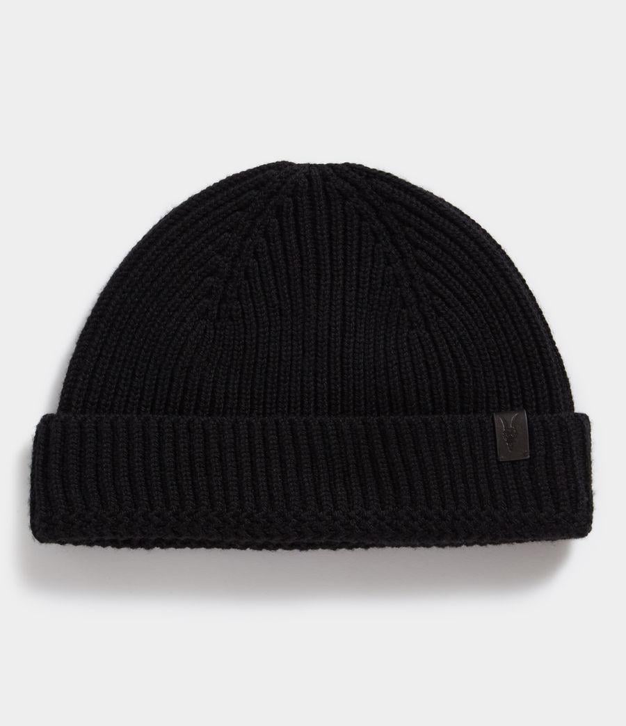 Allsaints Wool Merino Beanie In Cinder Black Marl (black) For Men - Lyst