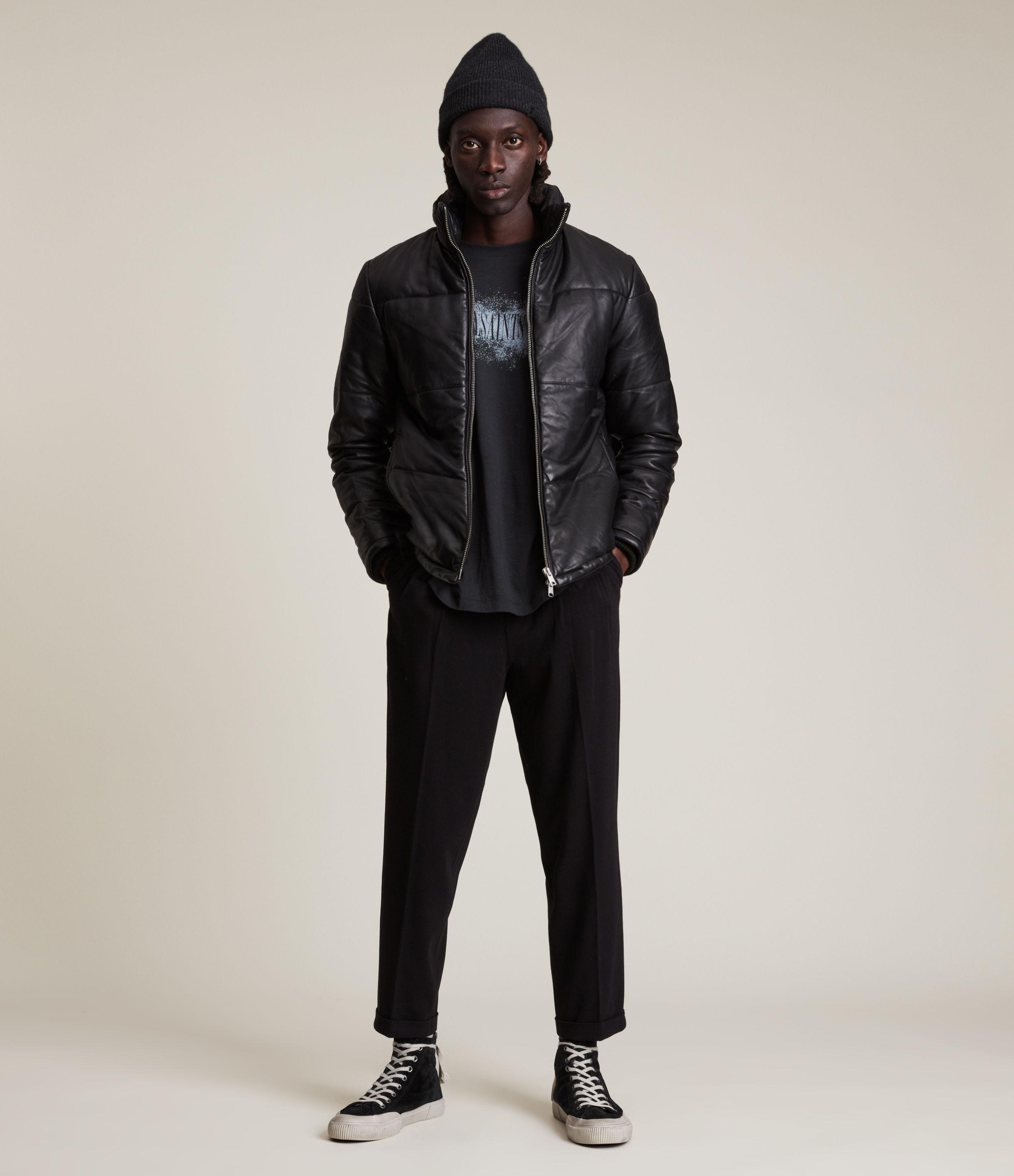 AllSaints Men s Slim Fit Coronet Leather Puffer Jacket in Black