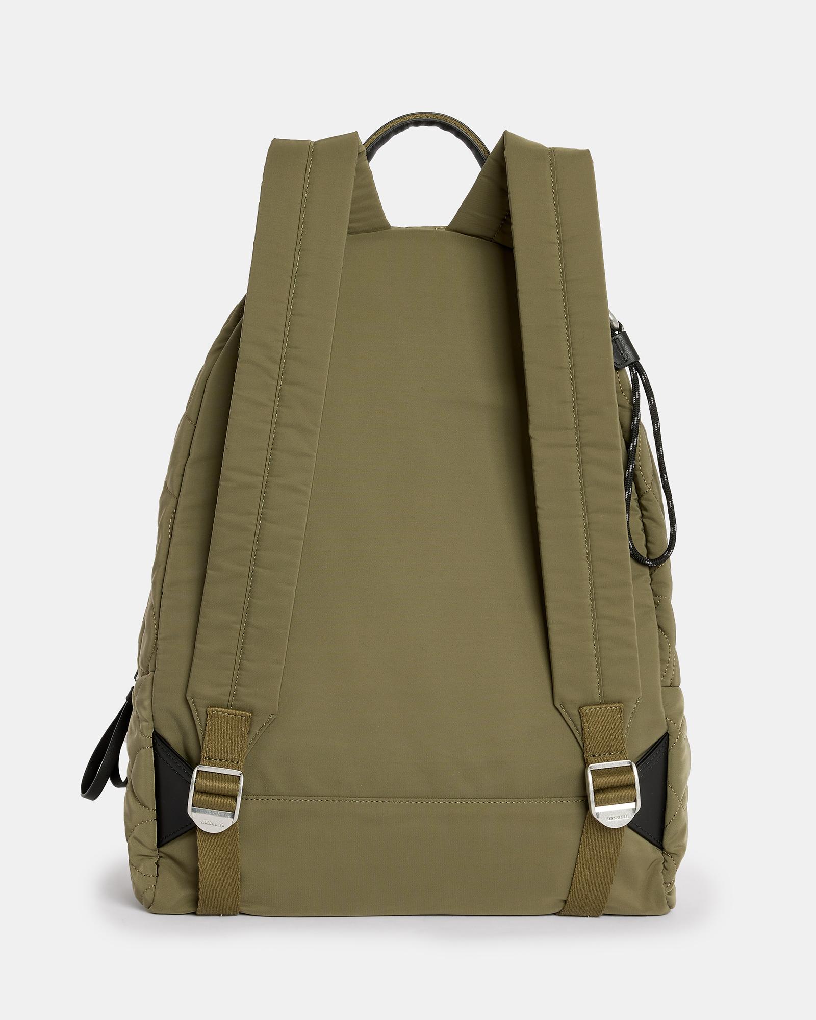 AllSaints Carabiner Embossed Logo Quilted Backpack in Green  display picture 1