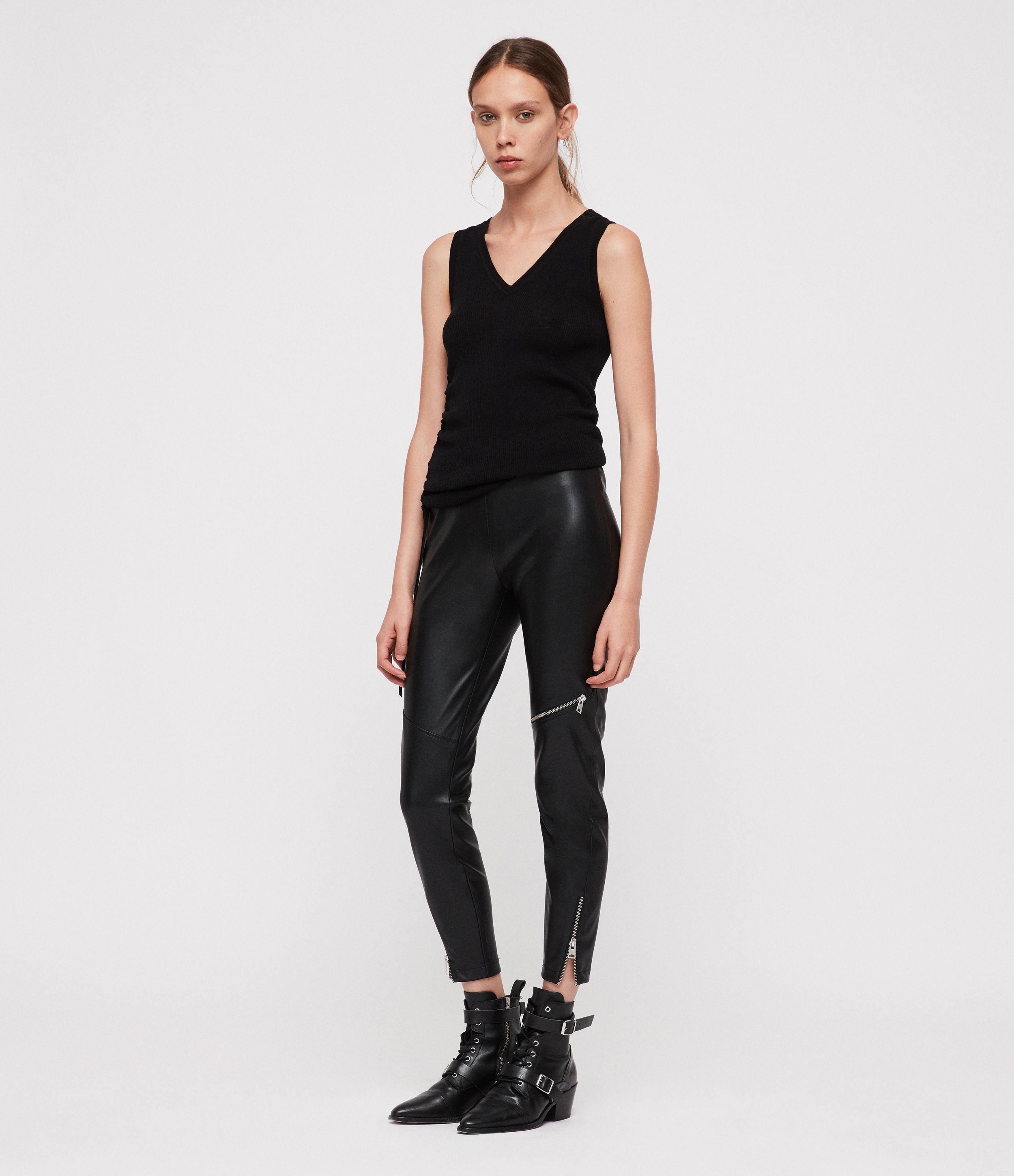 AllSaints Kriva Biker Leggings in Black 