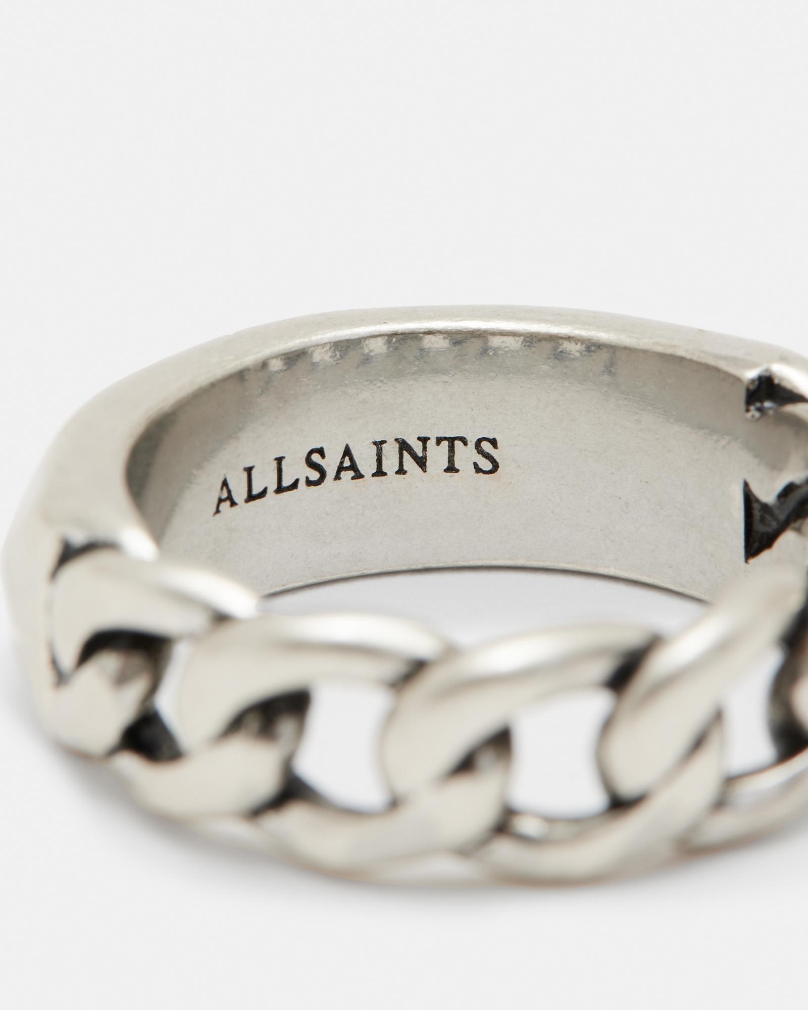AllSaints Pyramid Sterling Silver Chain Ring in White for Men | Lyst
