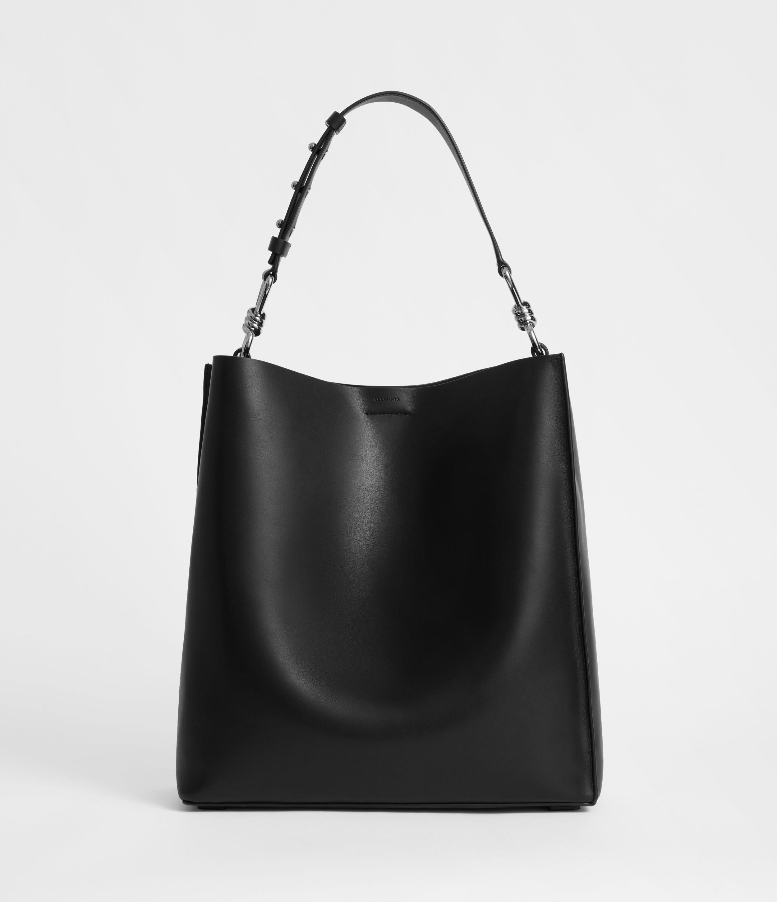 AllSaints Captain Leather North South Tote Bag in Black - Lyst