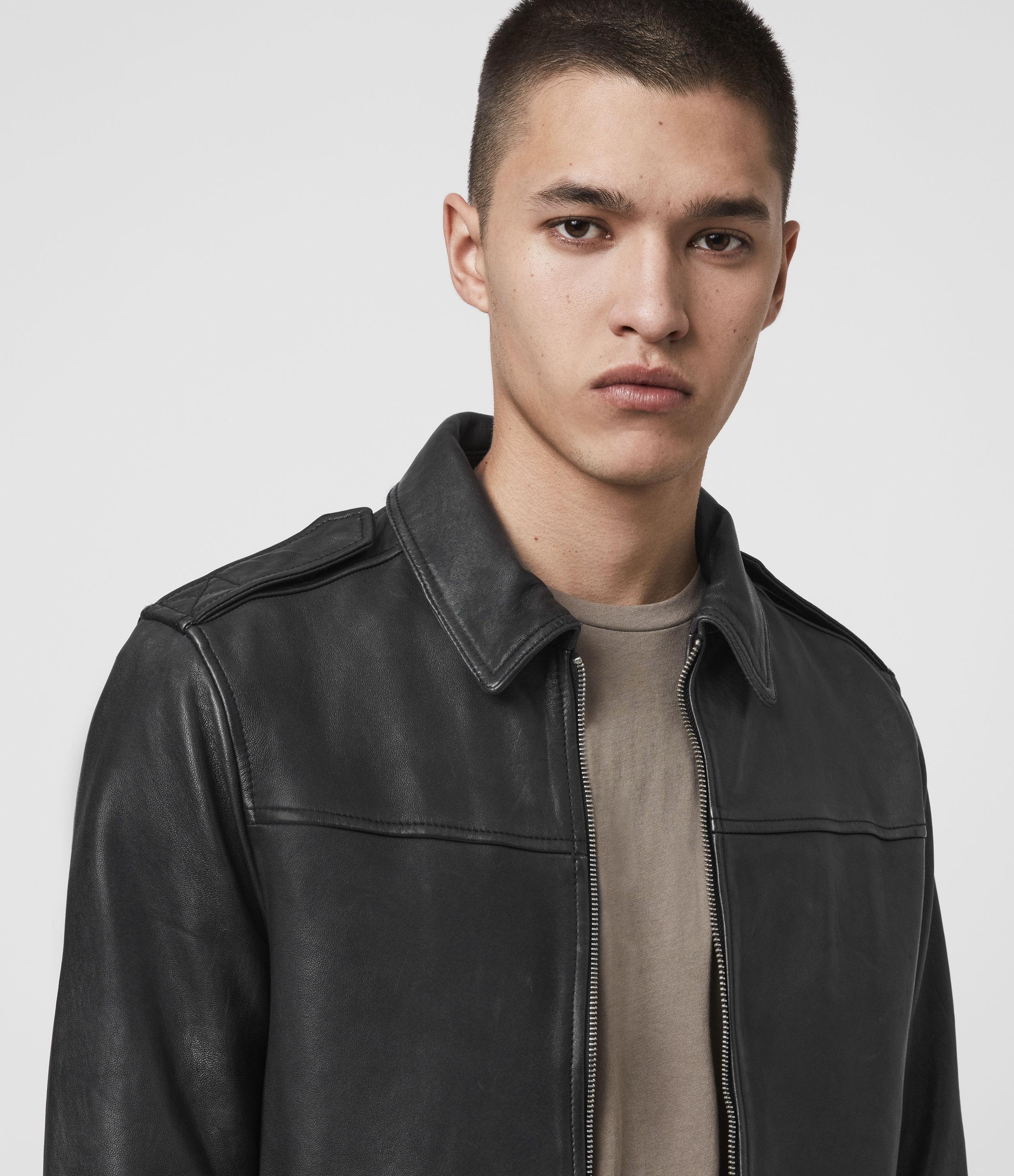 AllSaints Junction Leather Jacket in Black for Men - Lyst