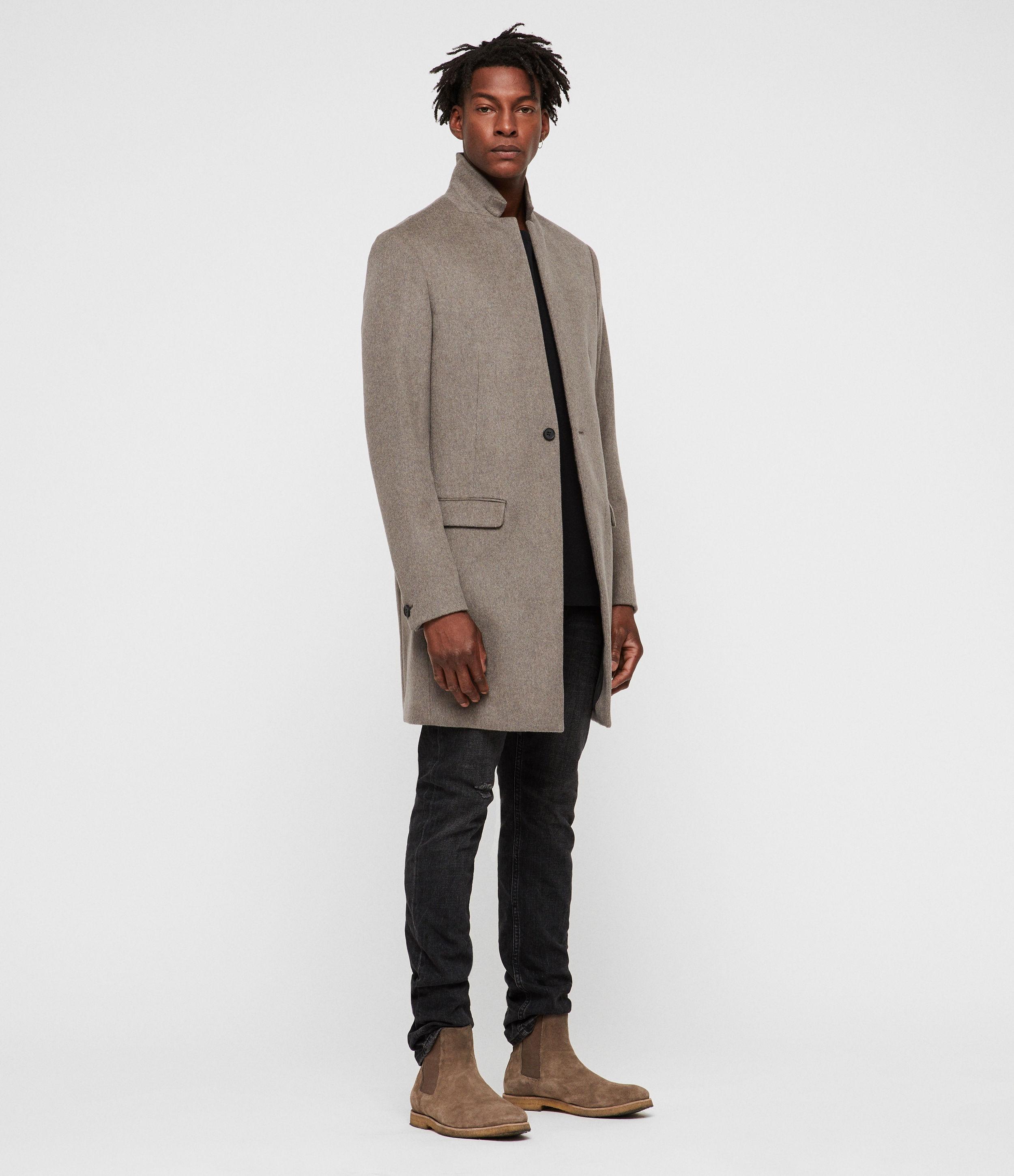 AllSaints Wool Bodell Coat in Oatmeal Brown (Brown) for Men | Lyst