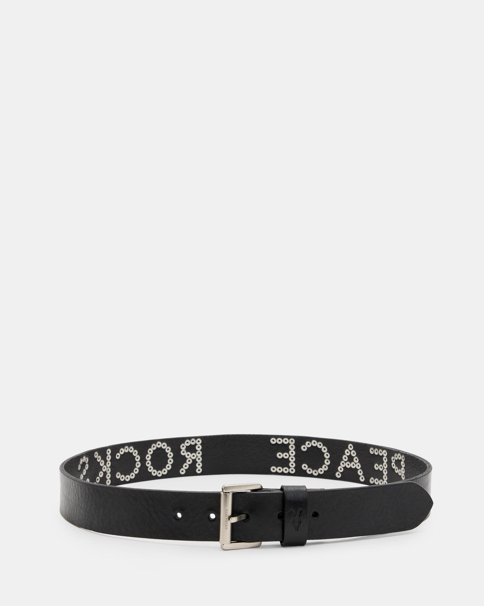AllSaints Peace Rocks Studded Leather Belt,, /Antq Nickel in Black