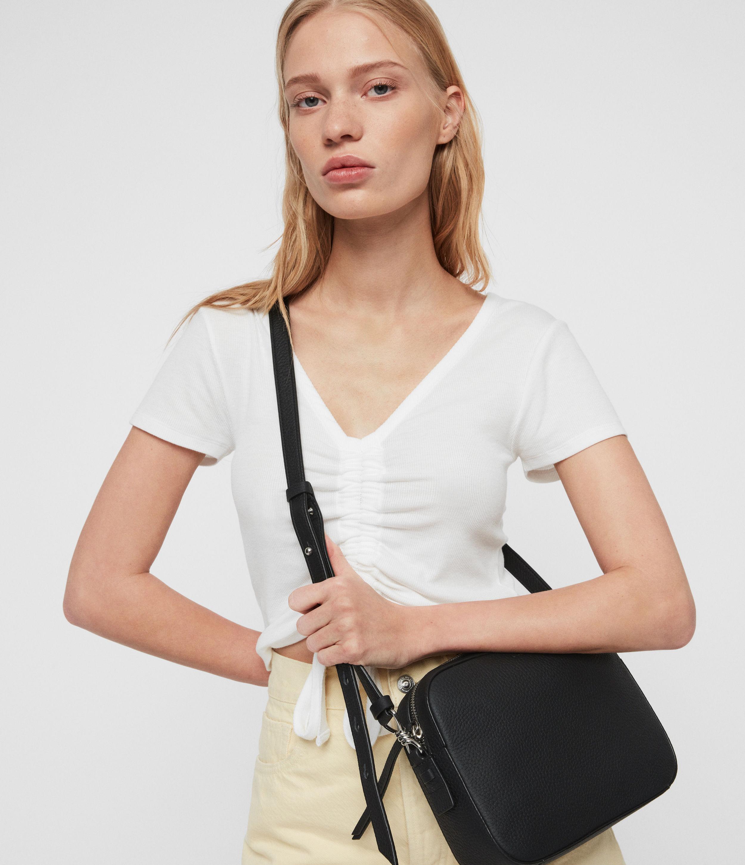 AllSaints Captain Lea Leather Square Crossbody Bag in Black Lyst