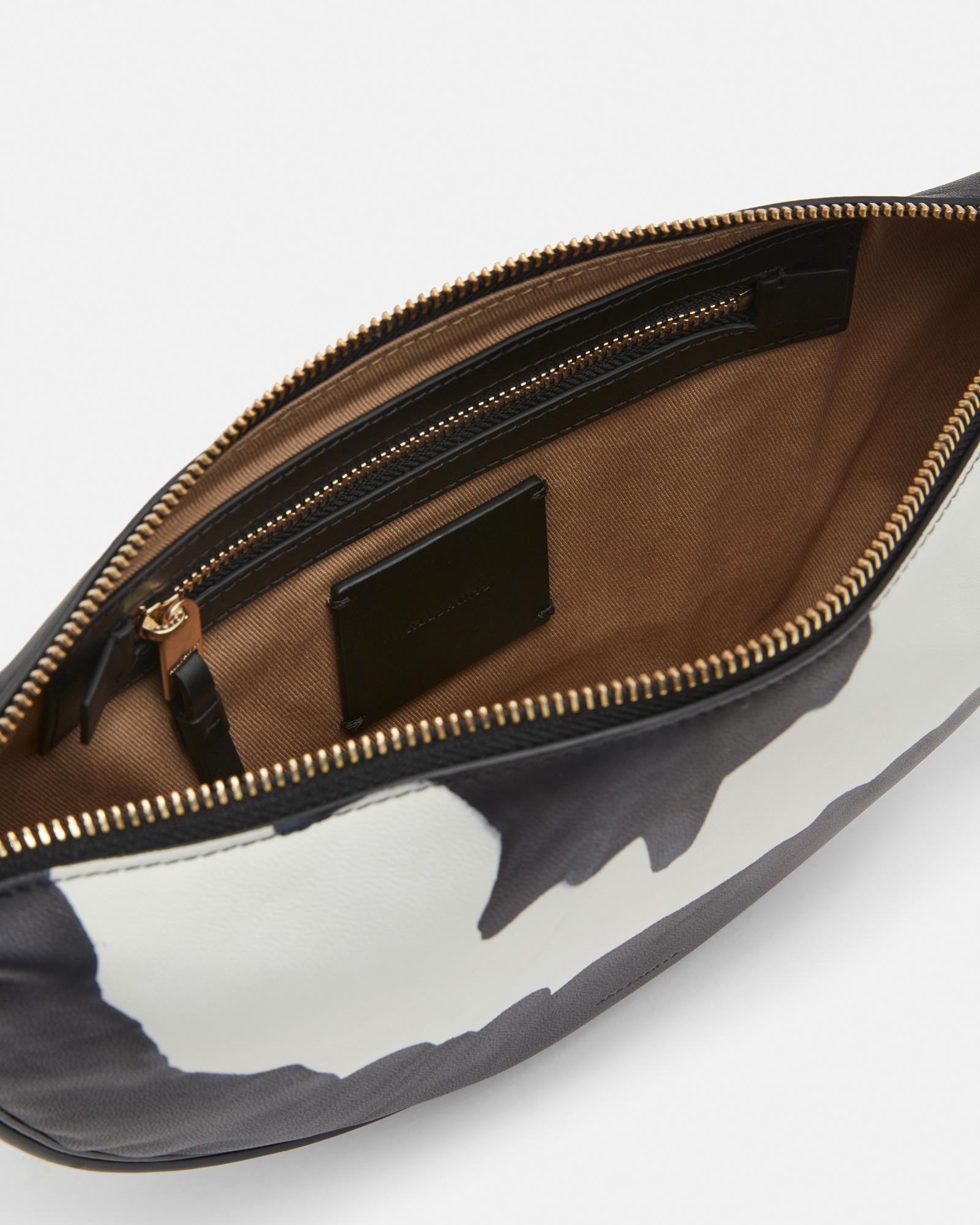 AllSaints Half Moon Tie Dye Leather Crossbody Bag in White | Lyst
