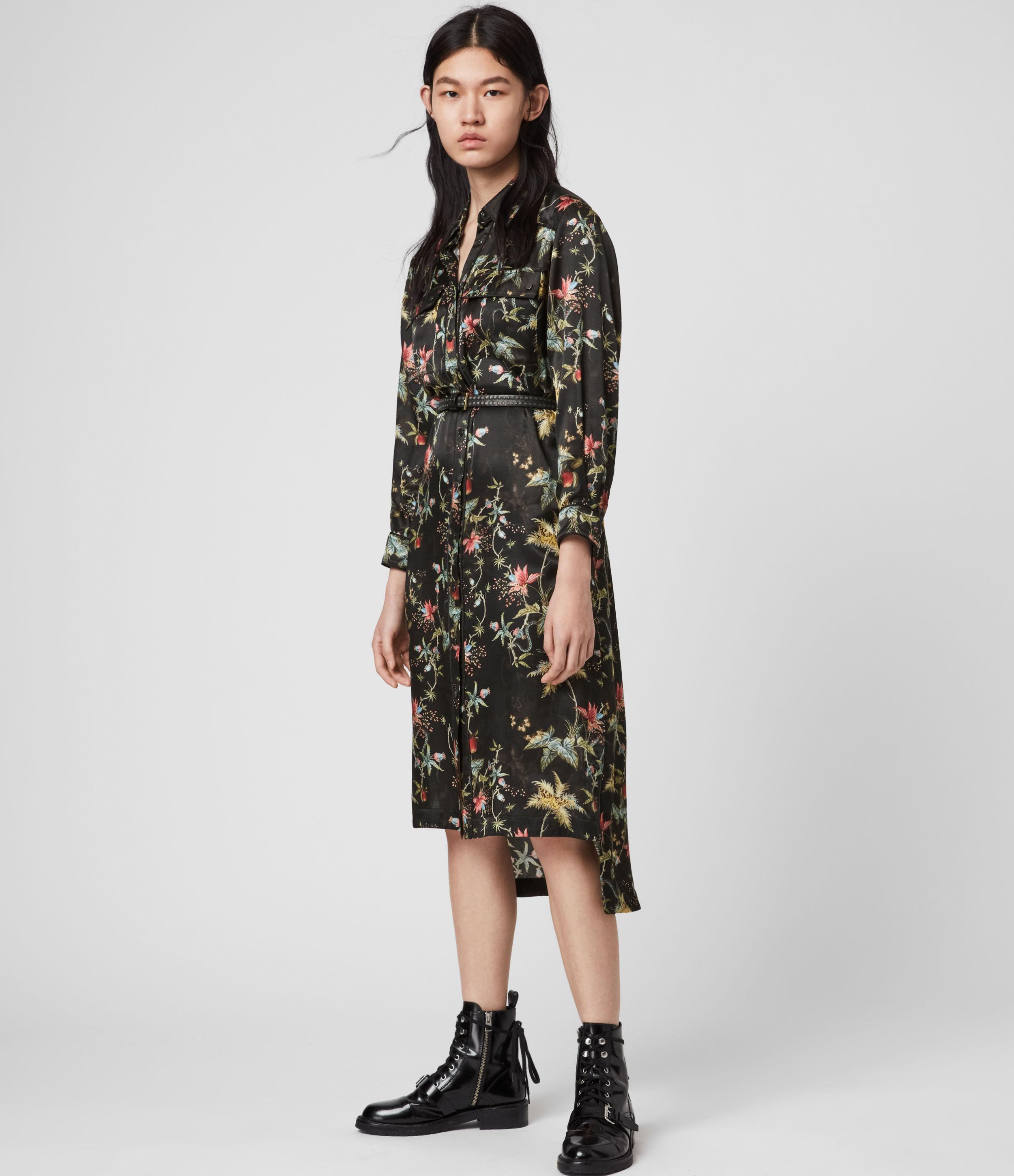 AllSaints Esther Silk Blend Evolution Dress in Black - Lyst