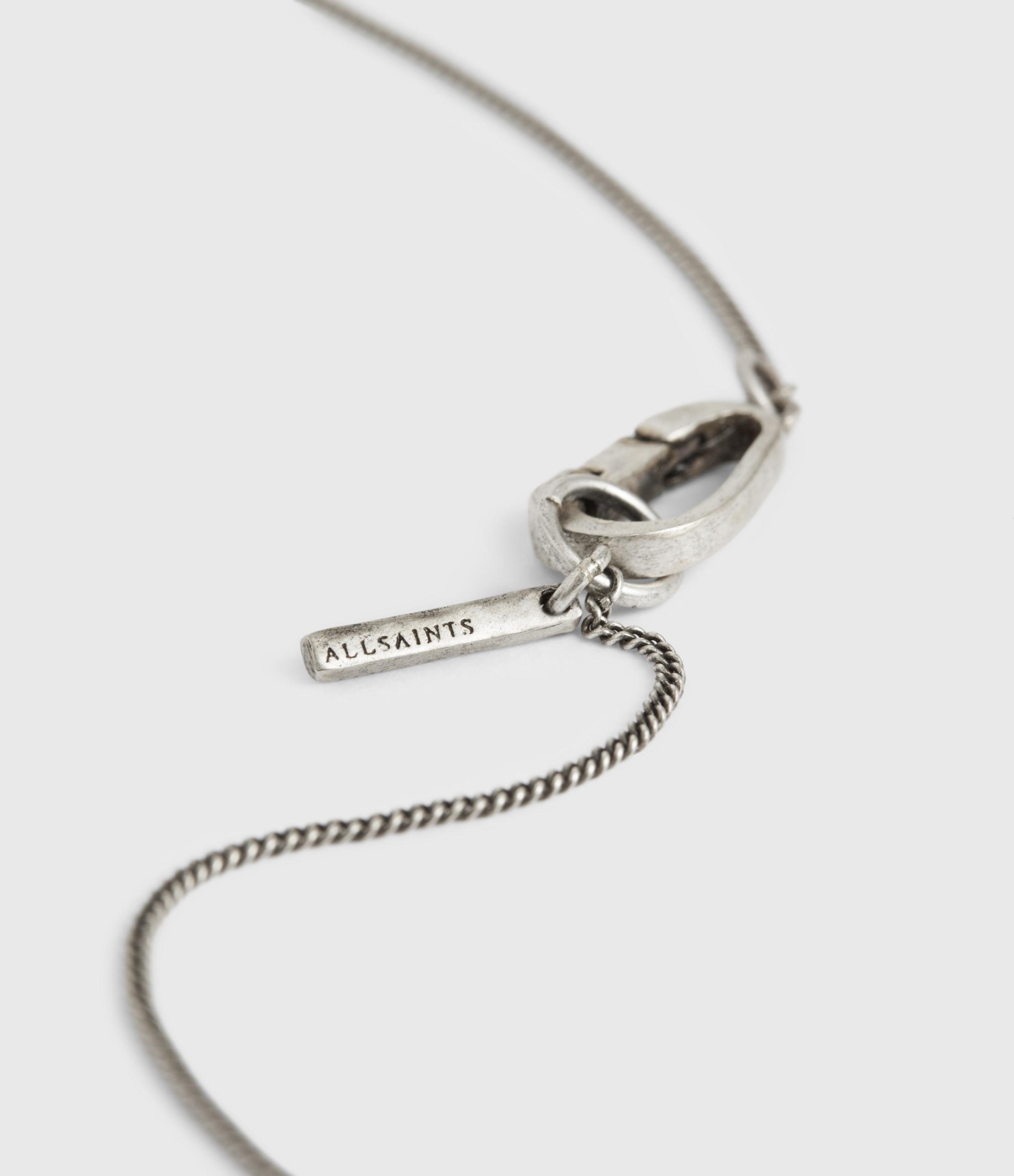 AllSaints Men's Adyn Sterling Silver Dog Tag Necklace, Warm Silver