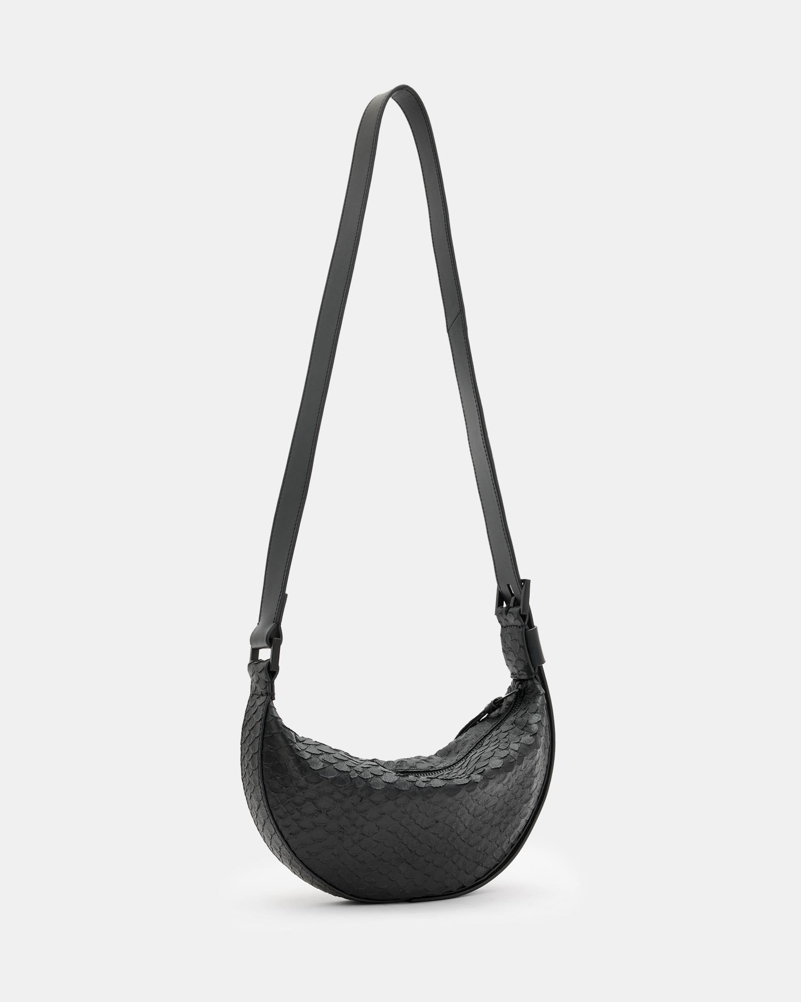 AllSaints Half Moon Snake Effect Leather Bag in White | Lyst AllSaints Half Moon Snake Effect Leather Bag in White | Lyst