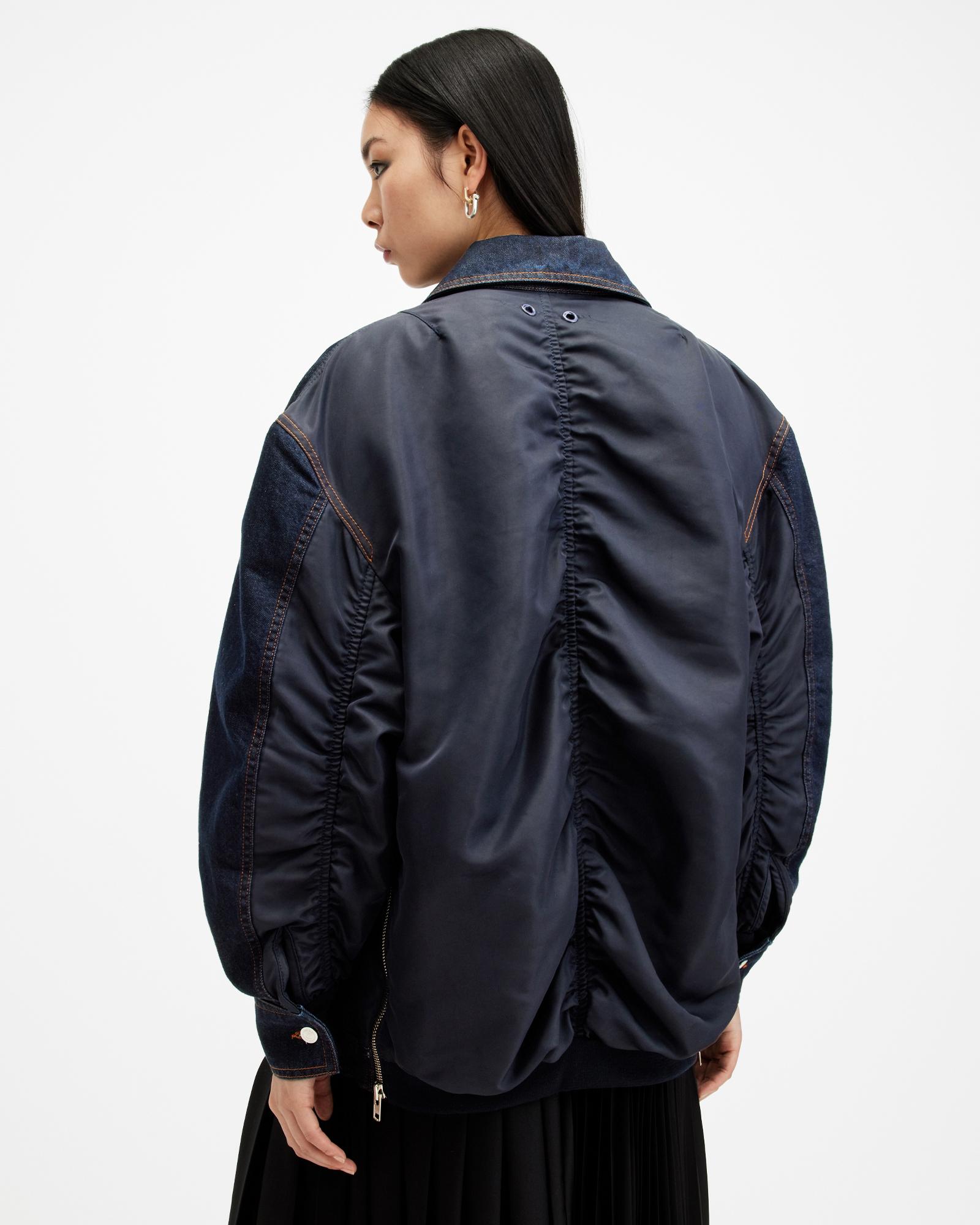 All saints grey bomber jacket deals