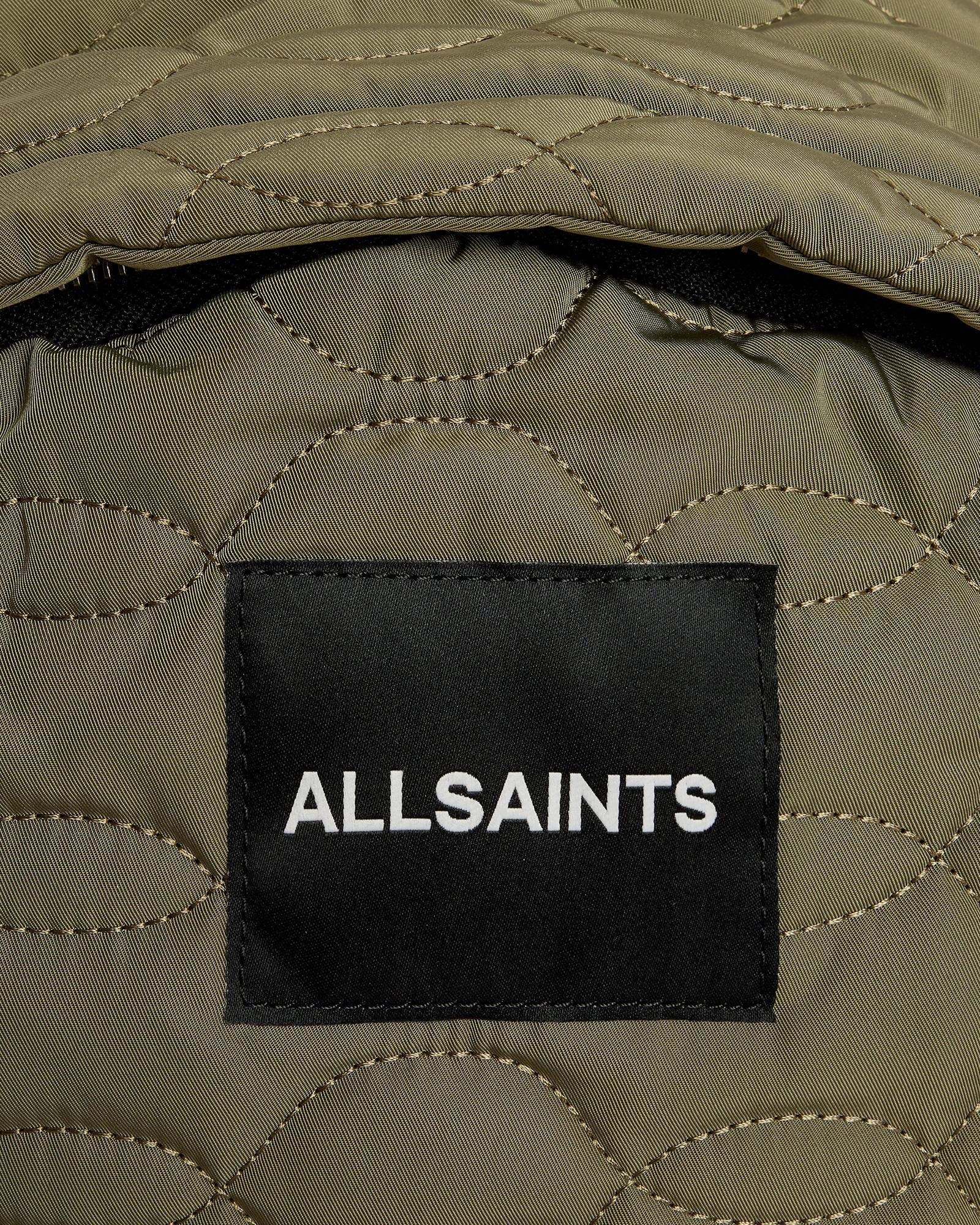 AllSaints Carabiner Embossed Logo Quilted Backpack in Green 