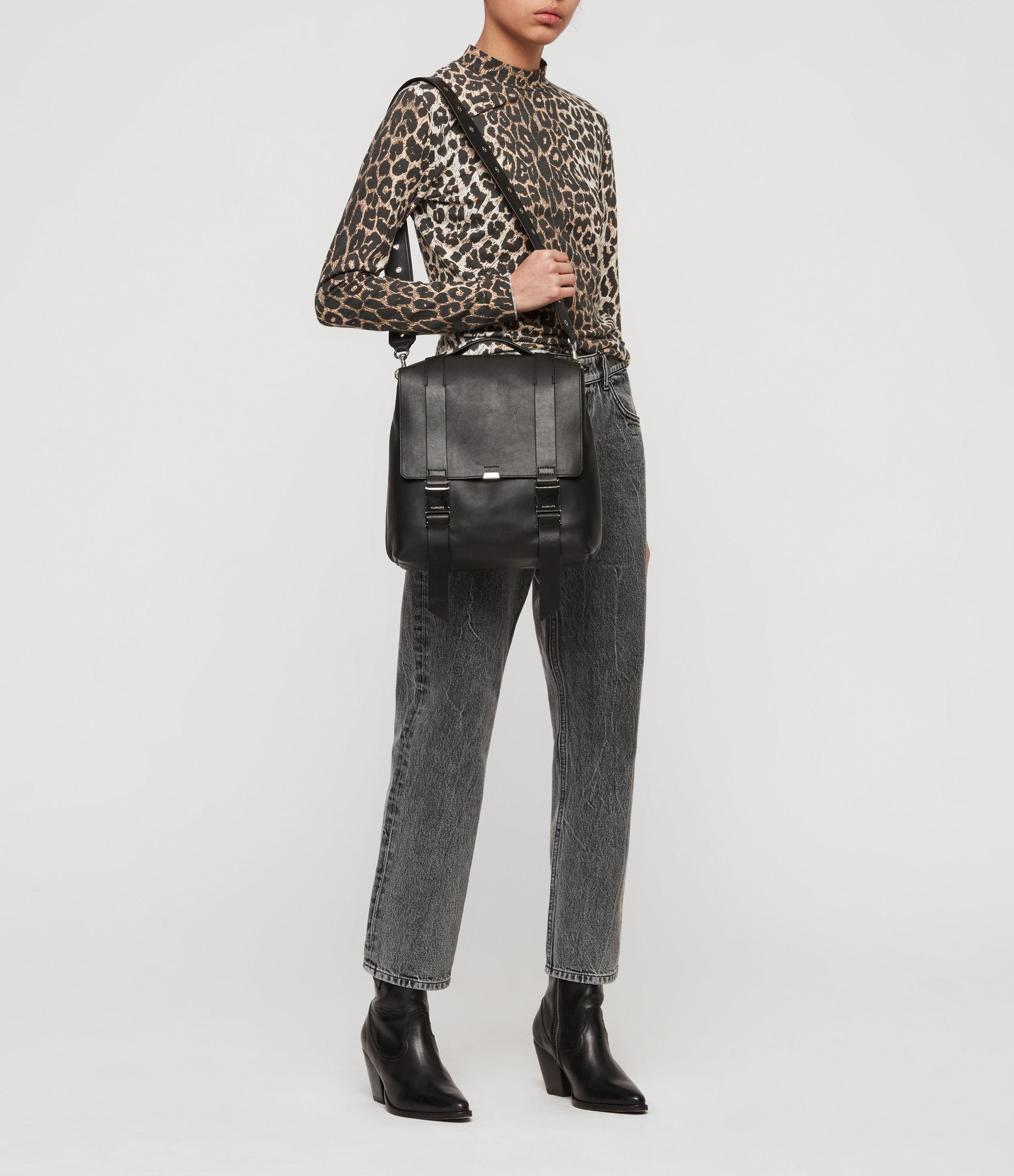 allsaints clip leather backpack