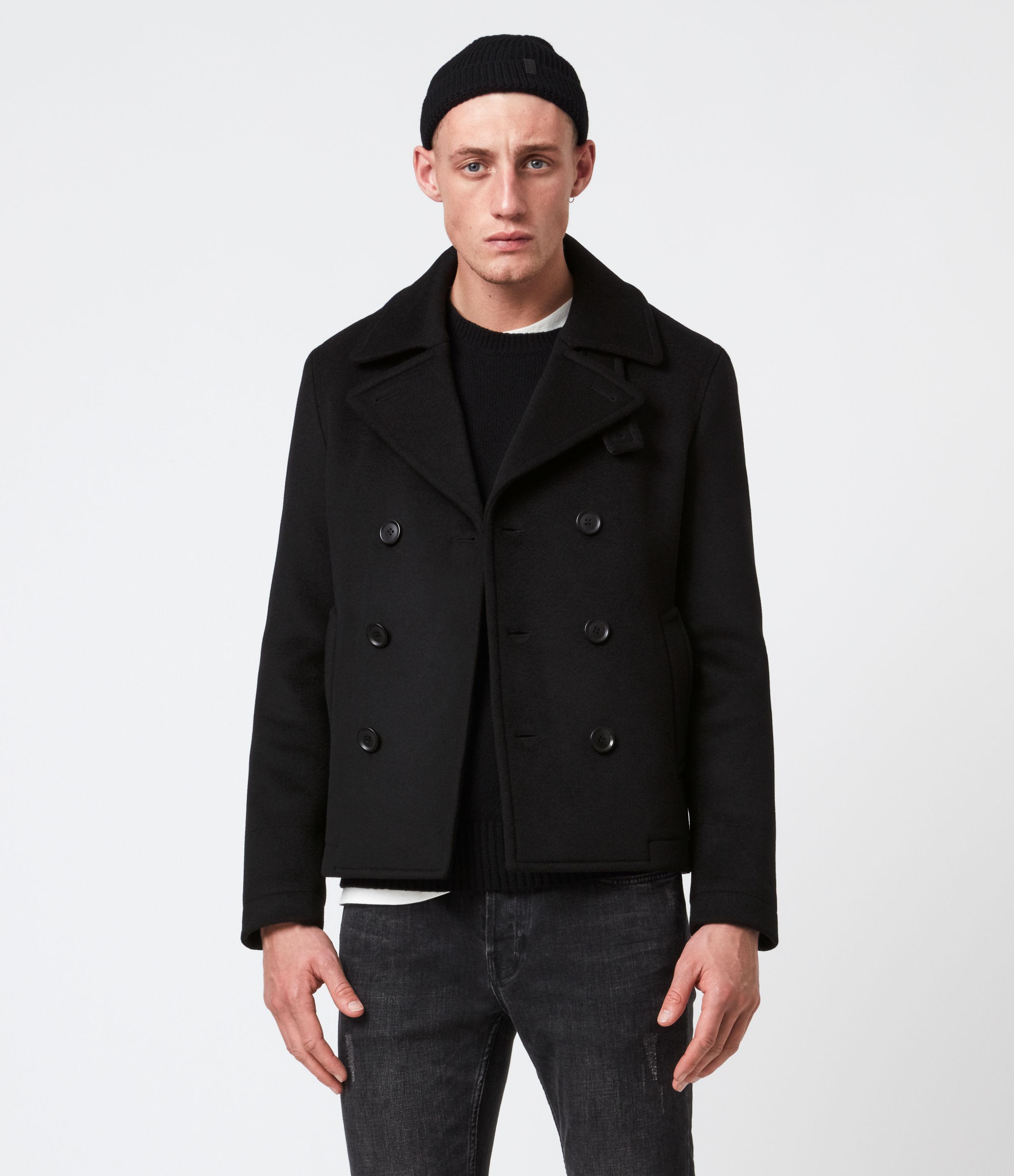 Black peacoat mens sales