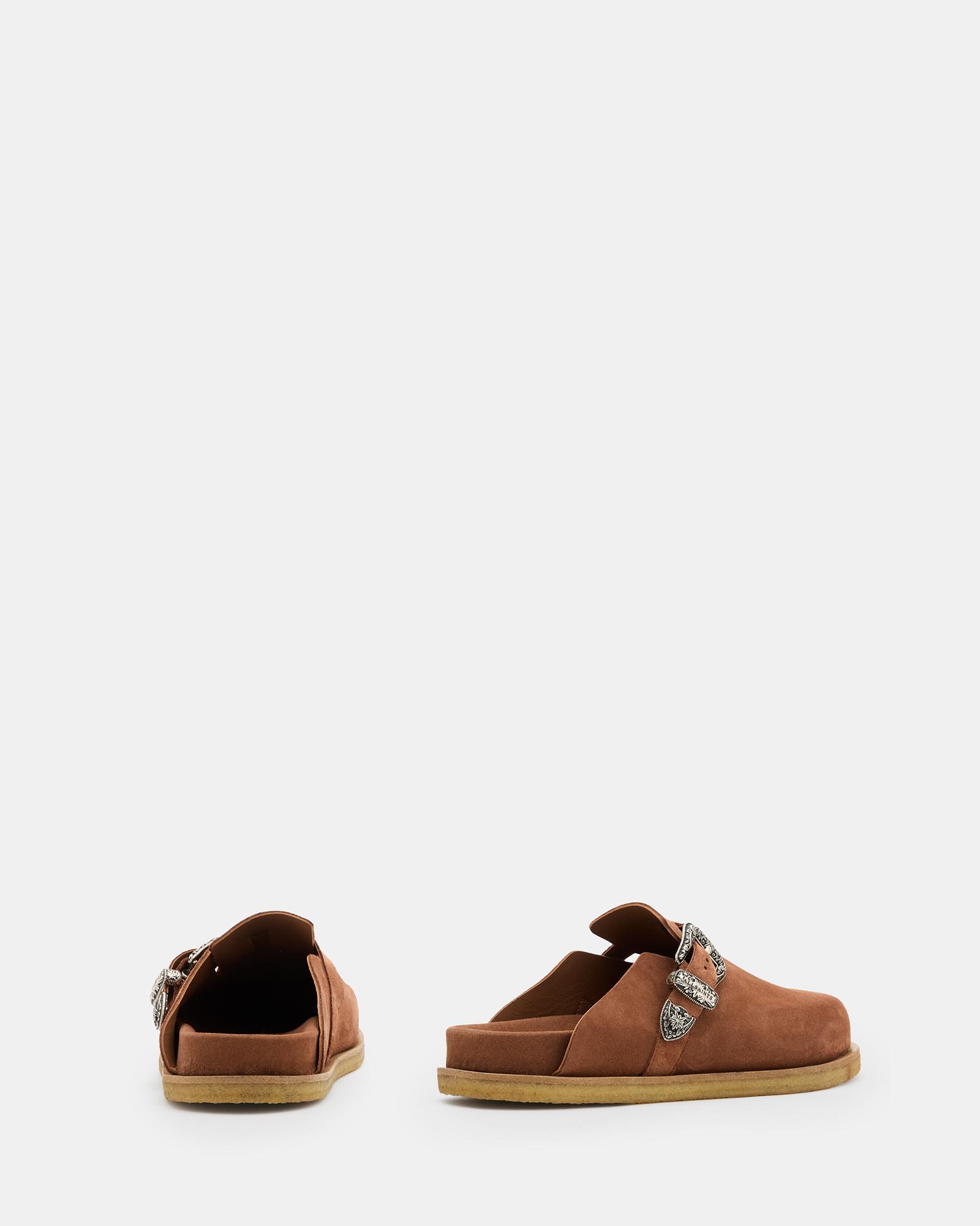 All Saints Men\'s Suede Buckle Slip-On in Chestnut ALLSAINTS Randal Mule Tan Suede Buckle Men main image 3