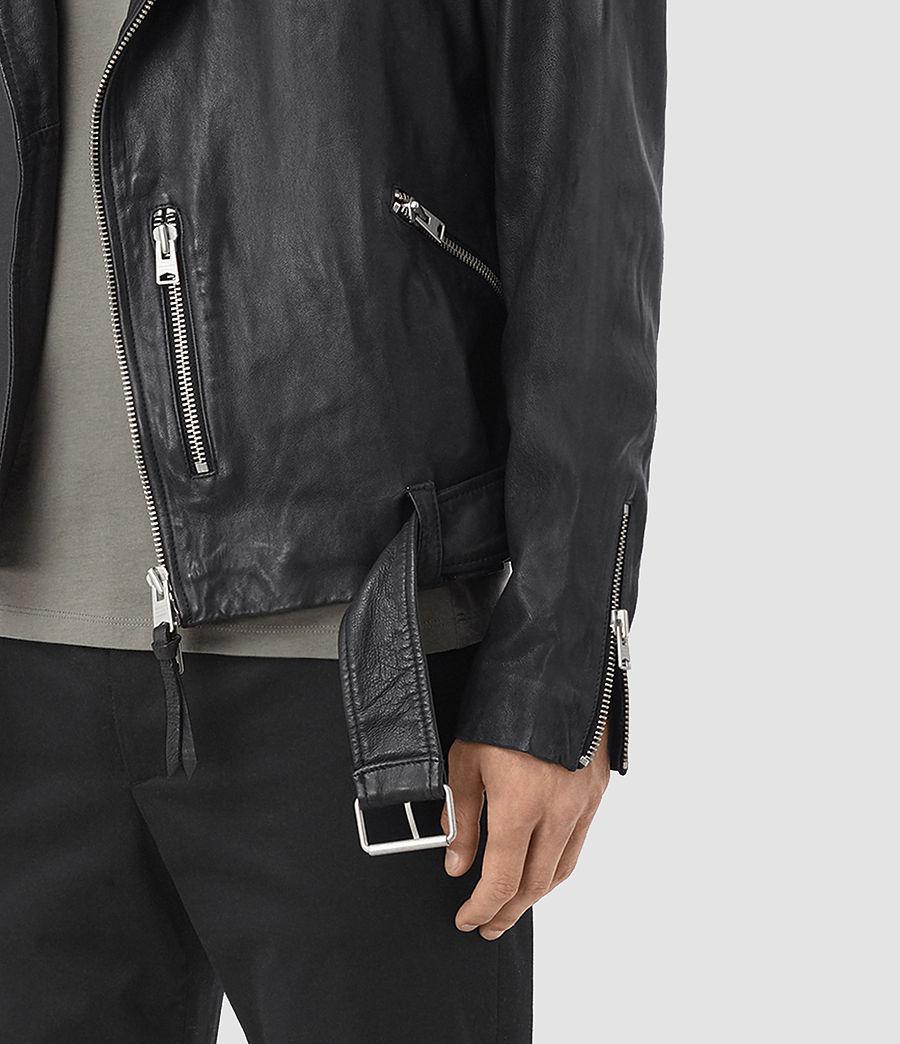 AllSaints Kahawa Leather Biker Jacket in Gray for Men Lyst
