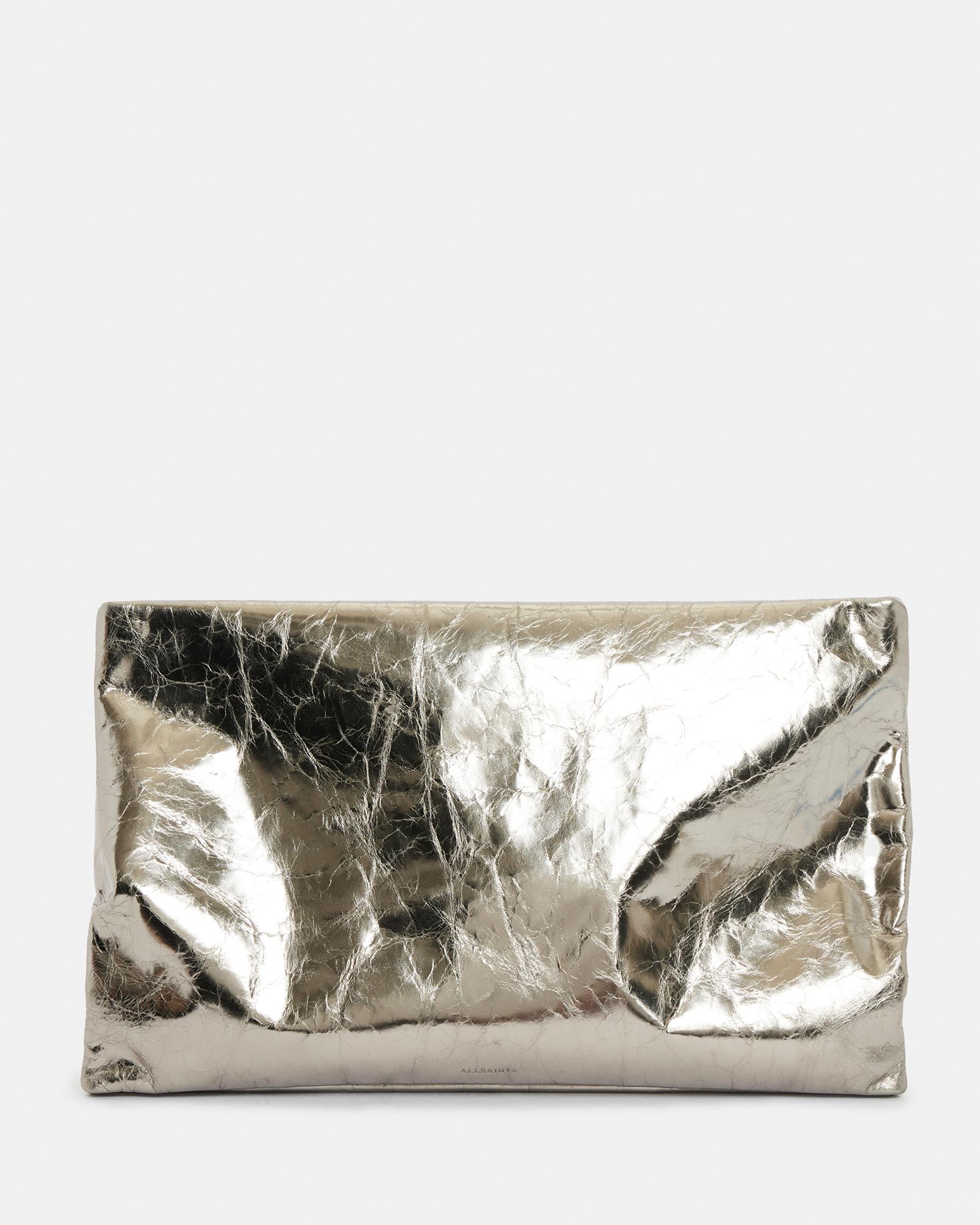AllSaints Bettina Leather Clutch Bag, in Gray | Lyst