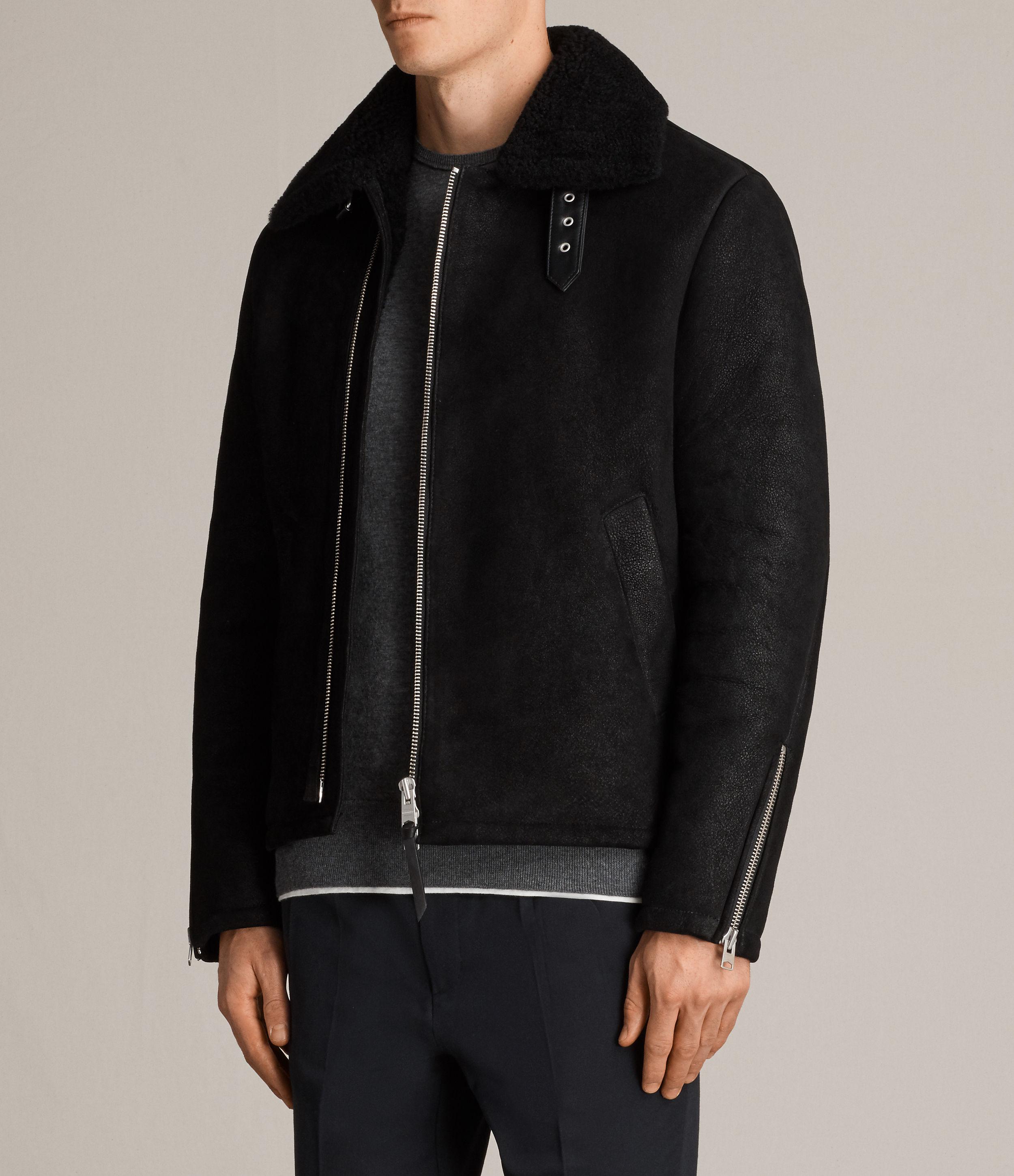 AllSaints Dekley Shearling Jacket in Black for Men | Lyst
