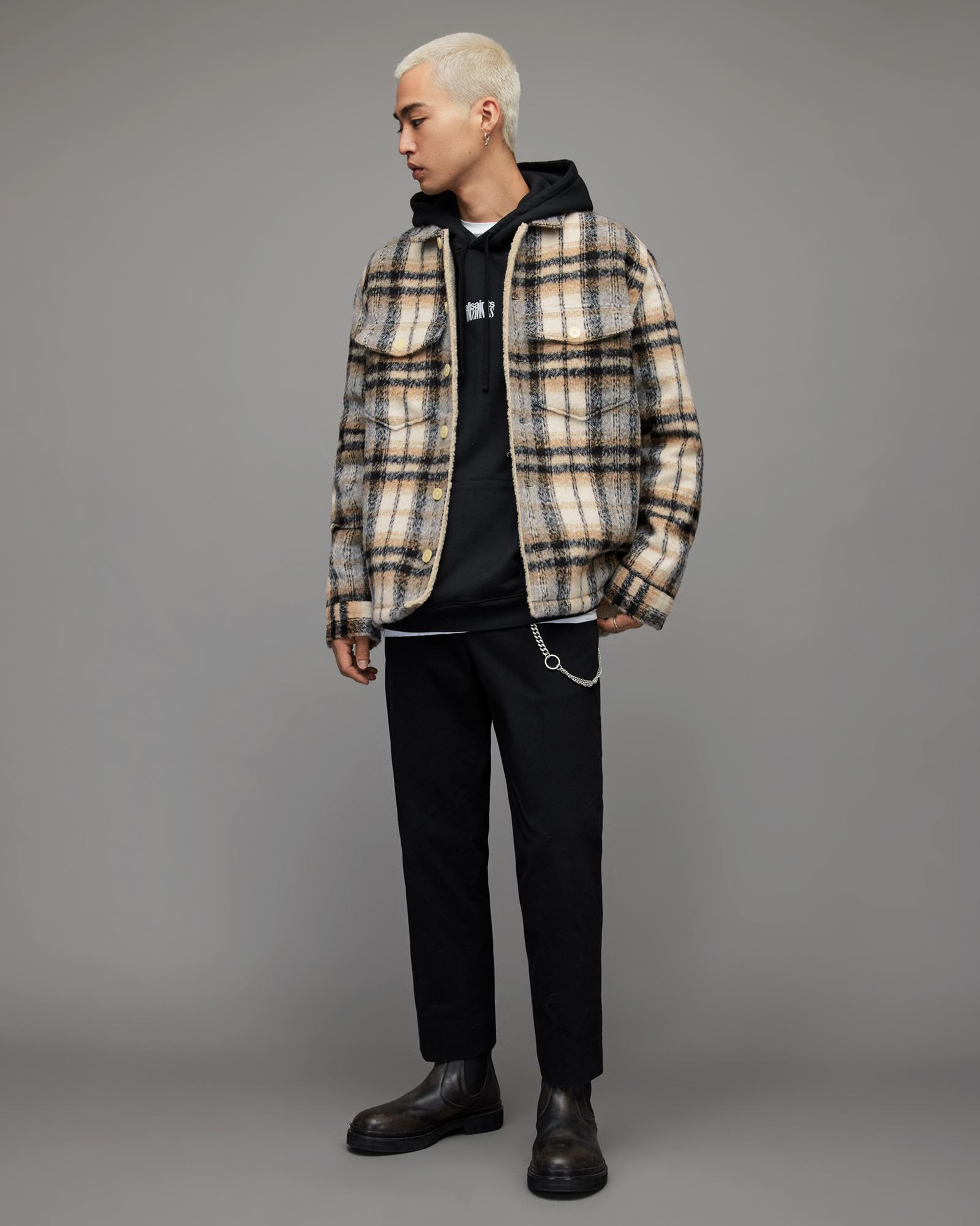 AllSaints Cayuga Checked Overshirt in Gray for Men | Lyst
