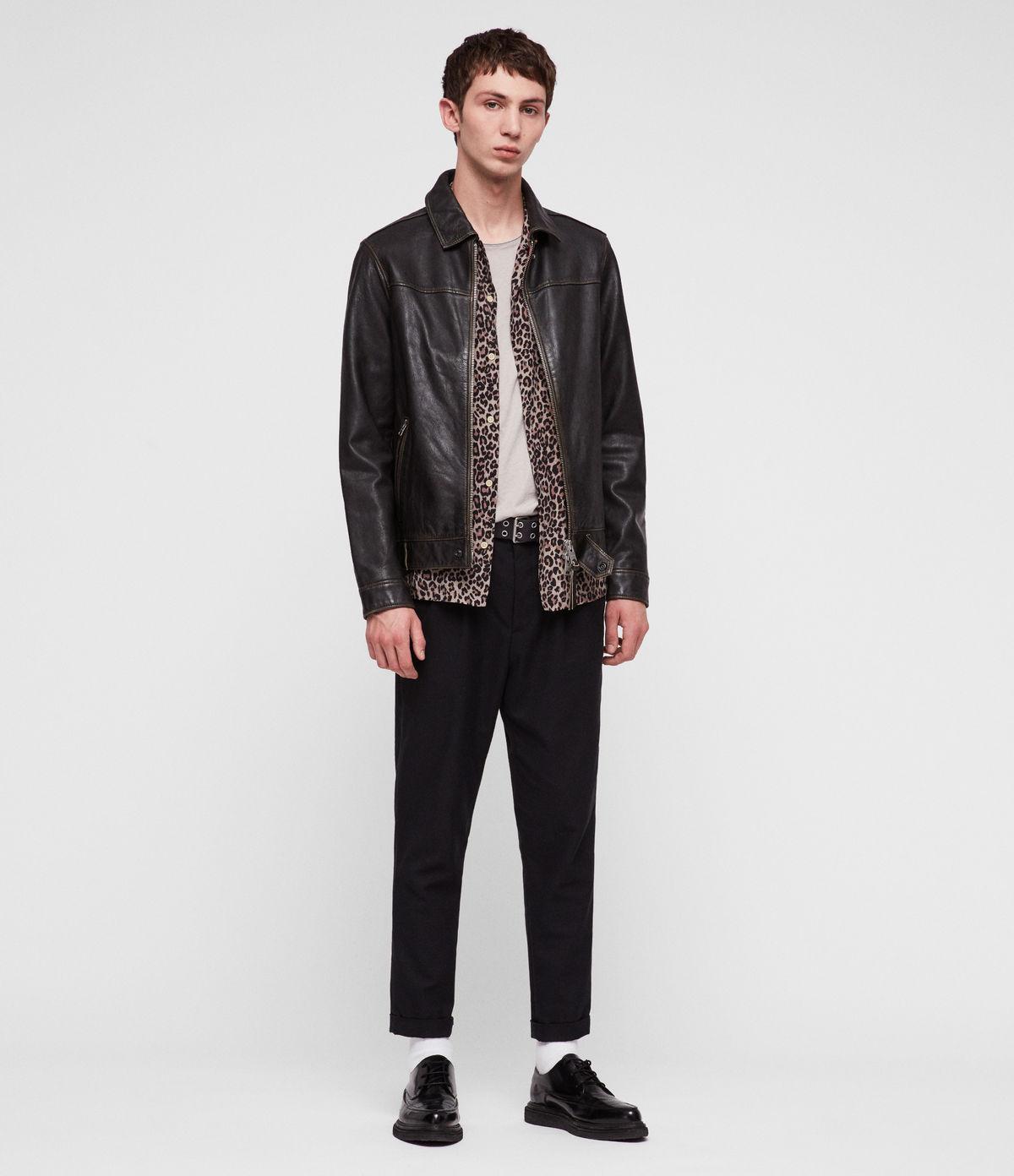 Allsaints Caleb Leather Jacket In Black For Men Lyst
