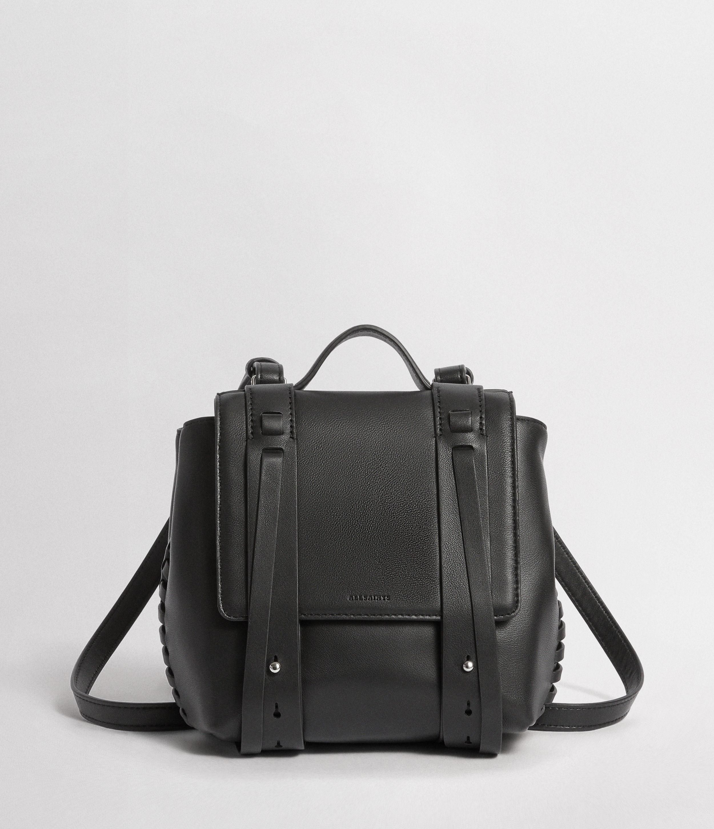 AllSaints Fin Leather Mini Backpack in Black | Lyst