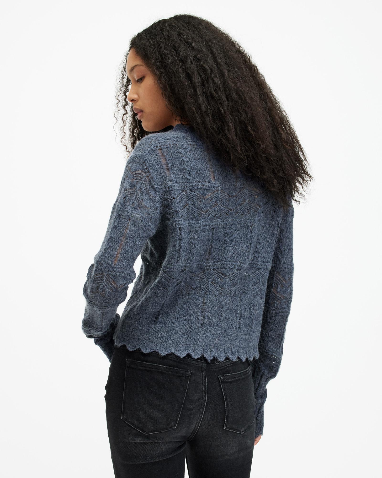 AllSaints Vanessa Lace Stitched Cardigan in Blue | Lyst