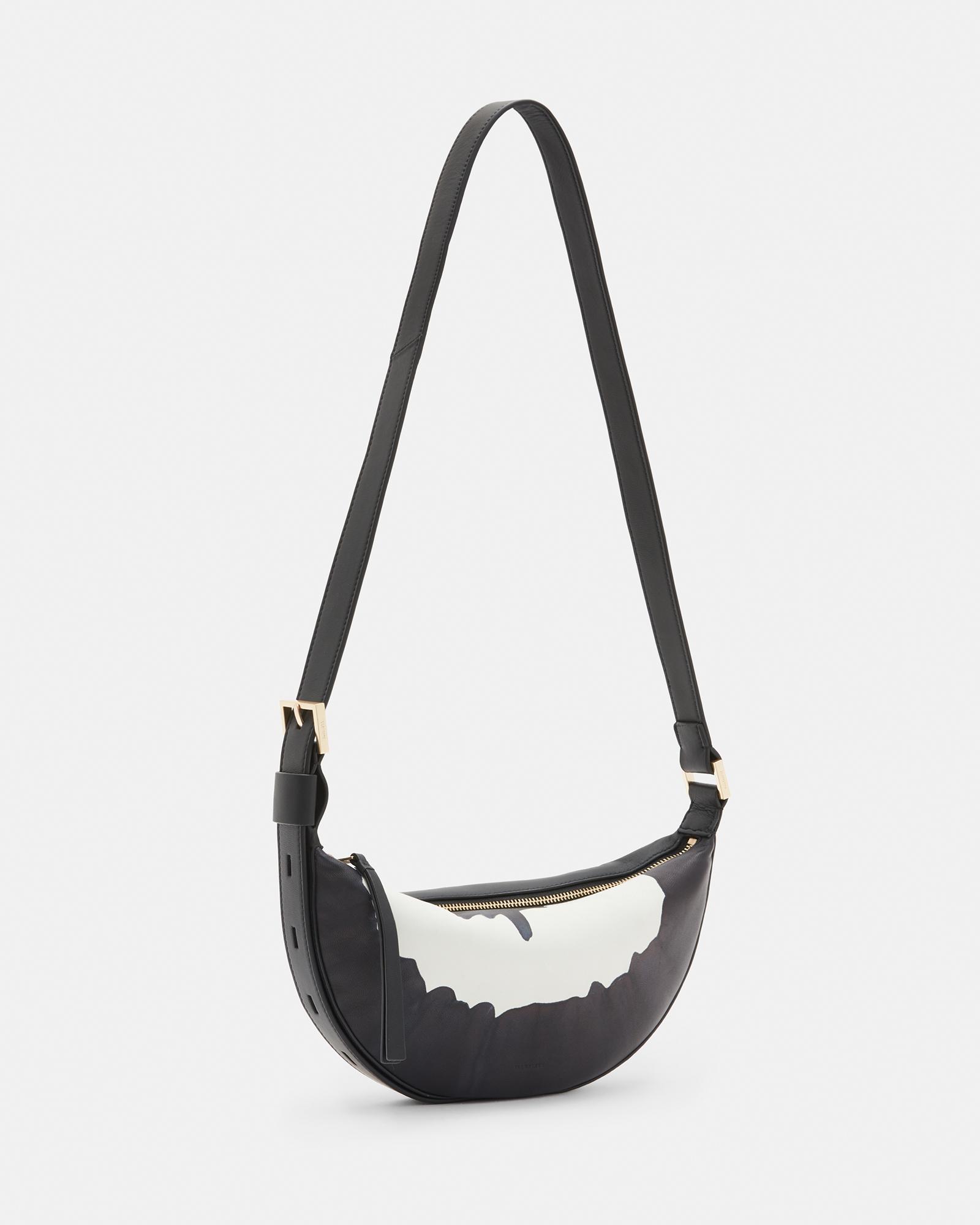 AllSaints Half Moon Tie Dye Leather Crossbody Bag in White | Lyst