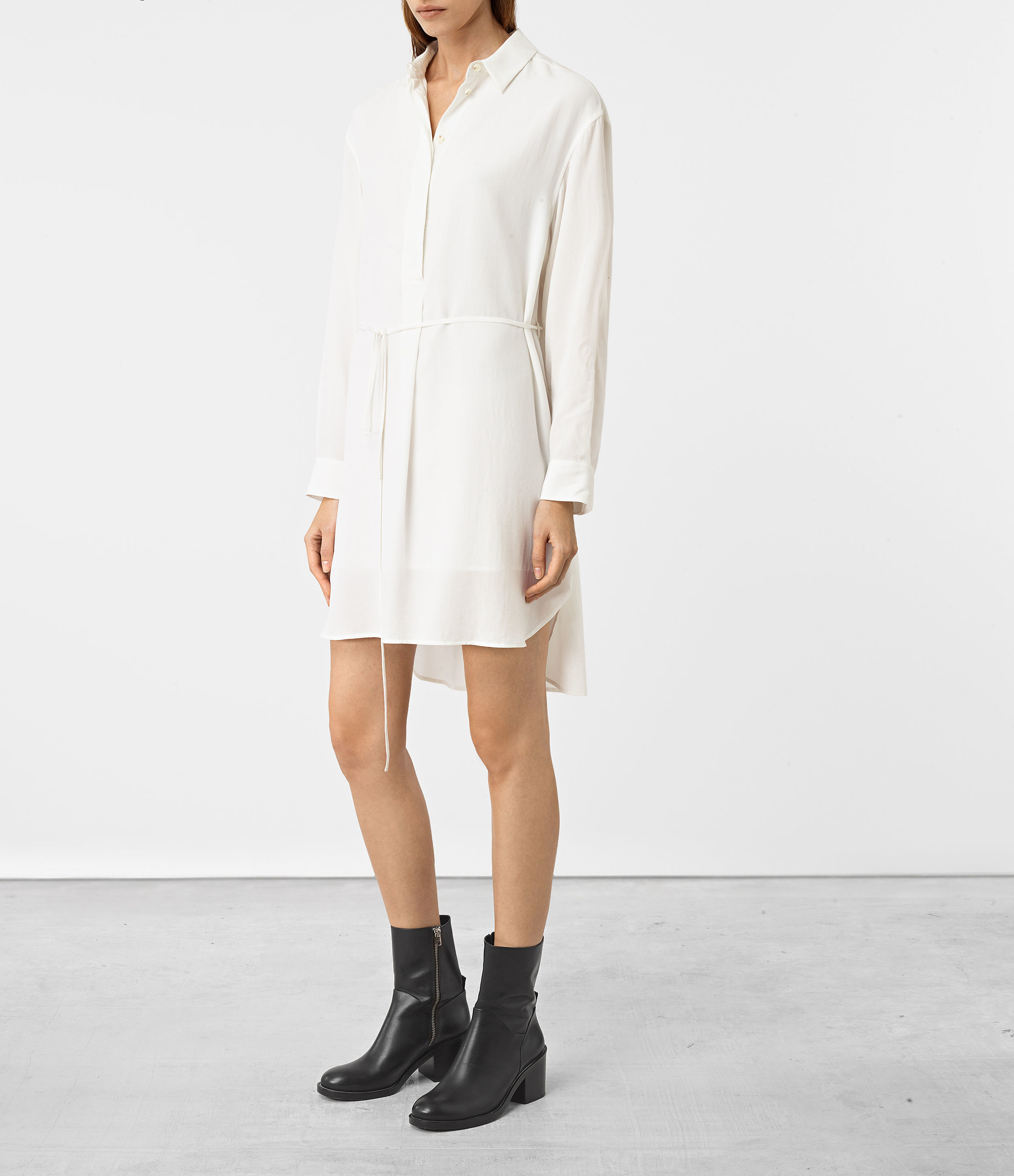 AllSaints Alex Silk Shirt Dress in White | Lyst AllSaints Alex Silk Shirt Dress in White | Lyst