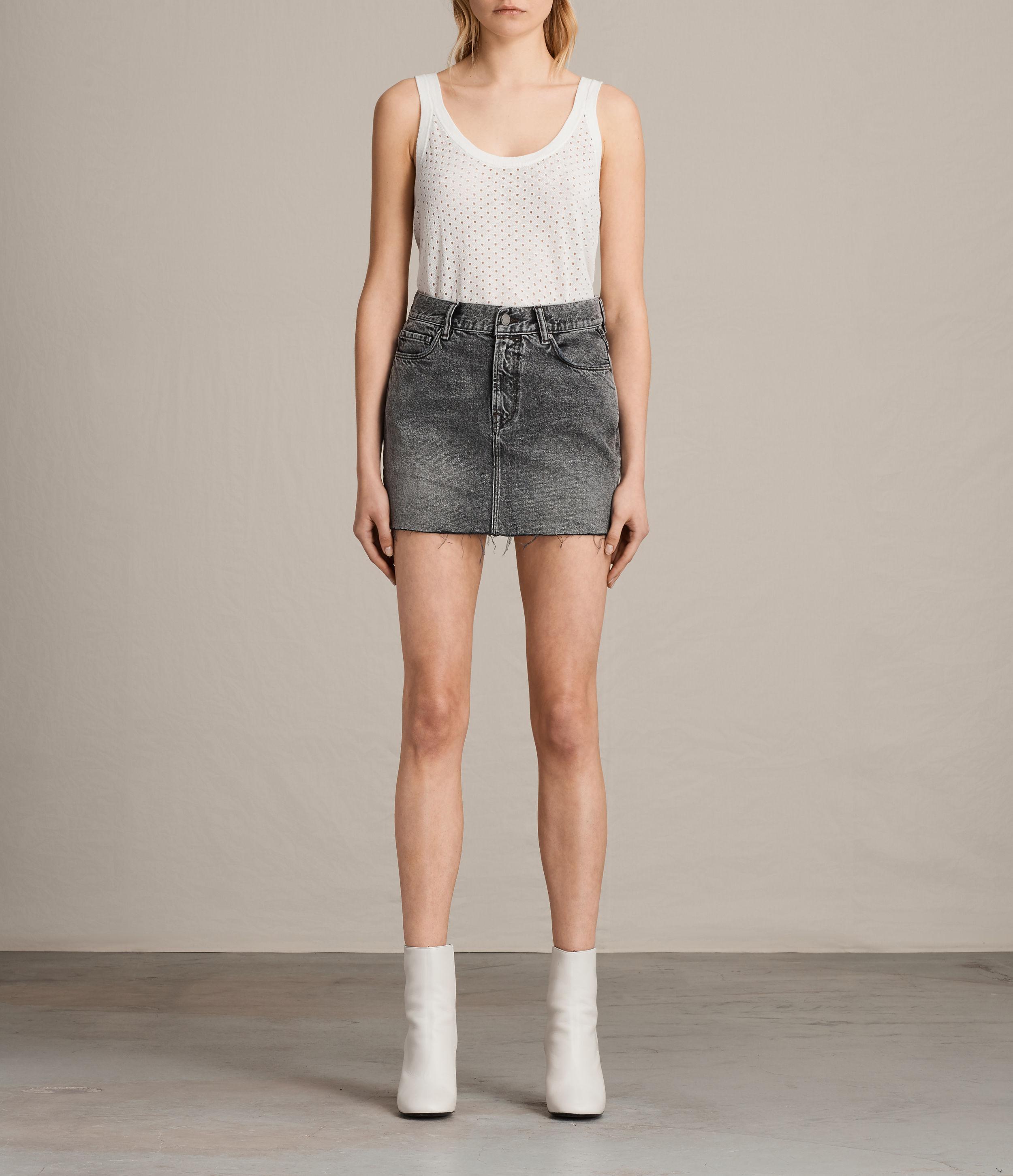 AllSaints Betty Denim Skirt in Gray | Lyst
