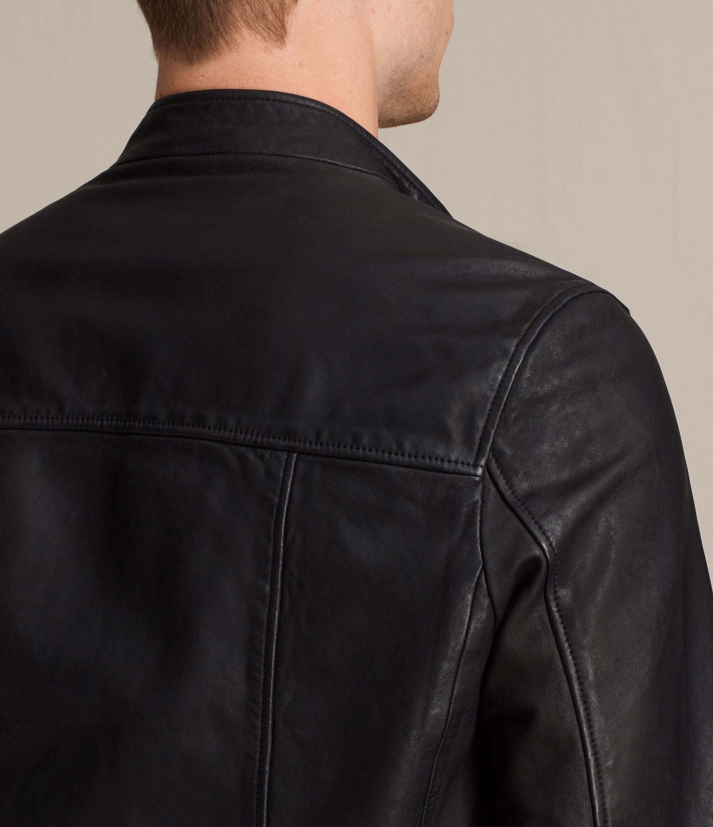 Allsaints Leather Gibson Biker In Black For Men Lyst