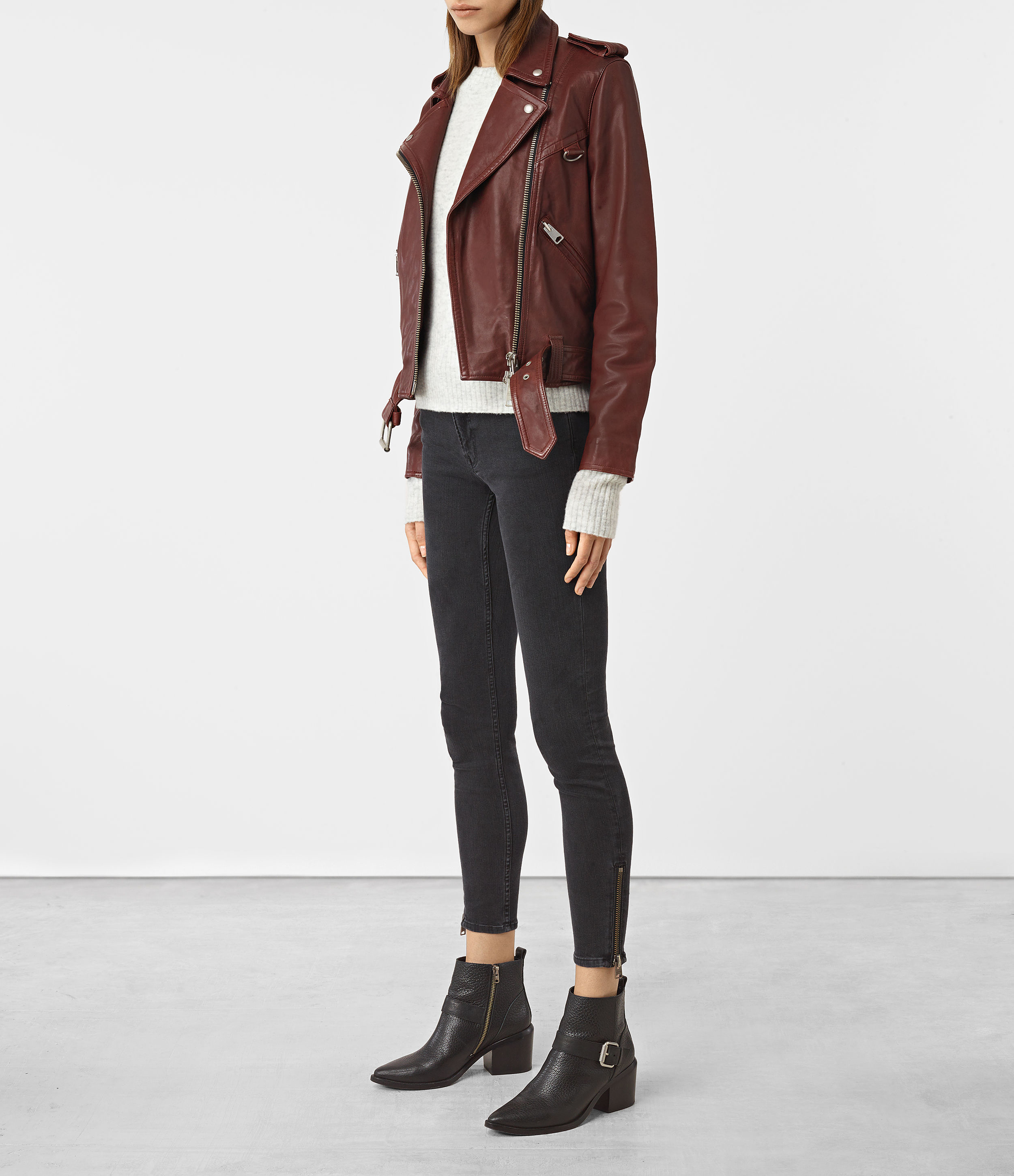 all saints red leather jacket