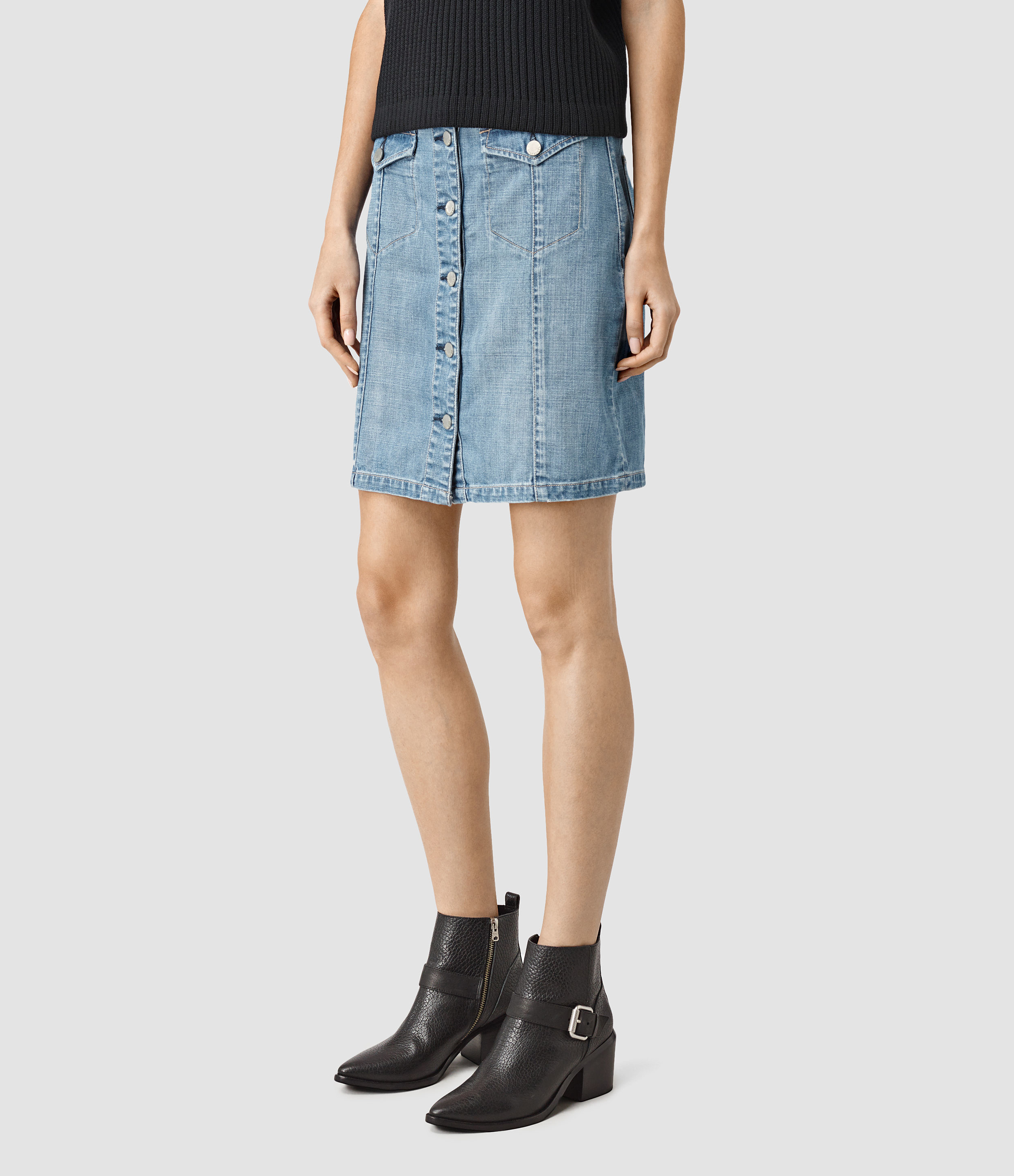 allsaints denim skirt