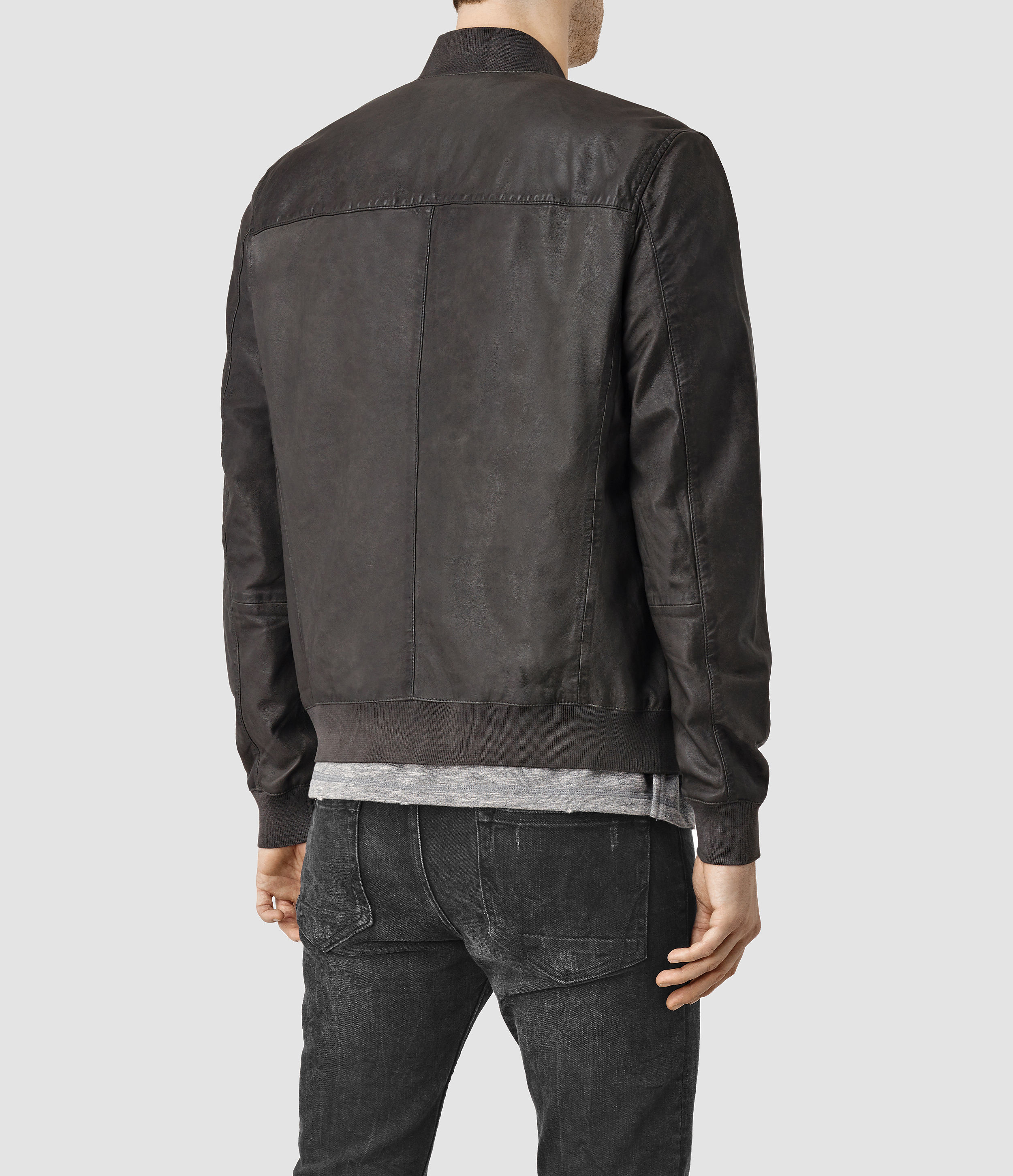 AllSaints Kino Leather Bomber Jacket in Black for Men Lyst UK