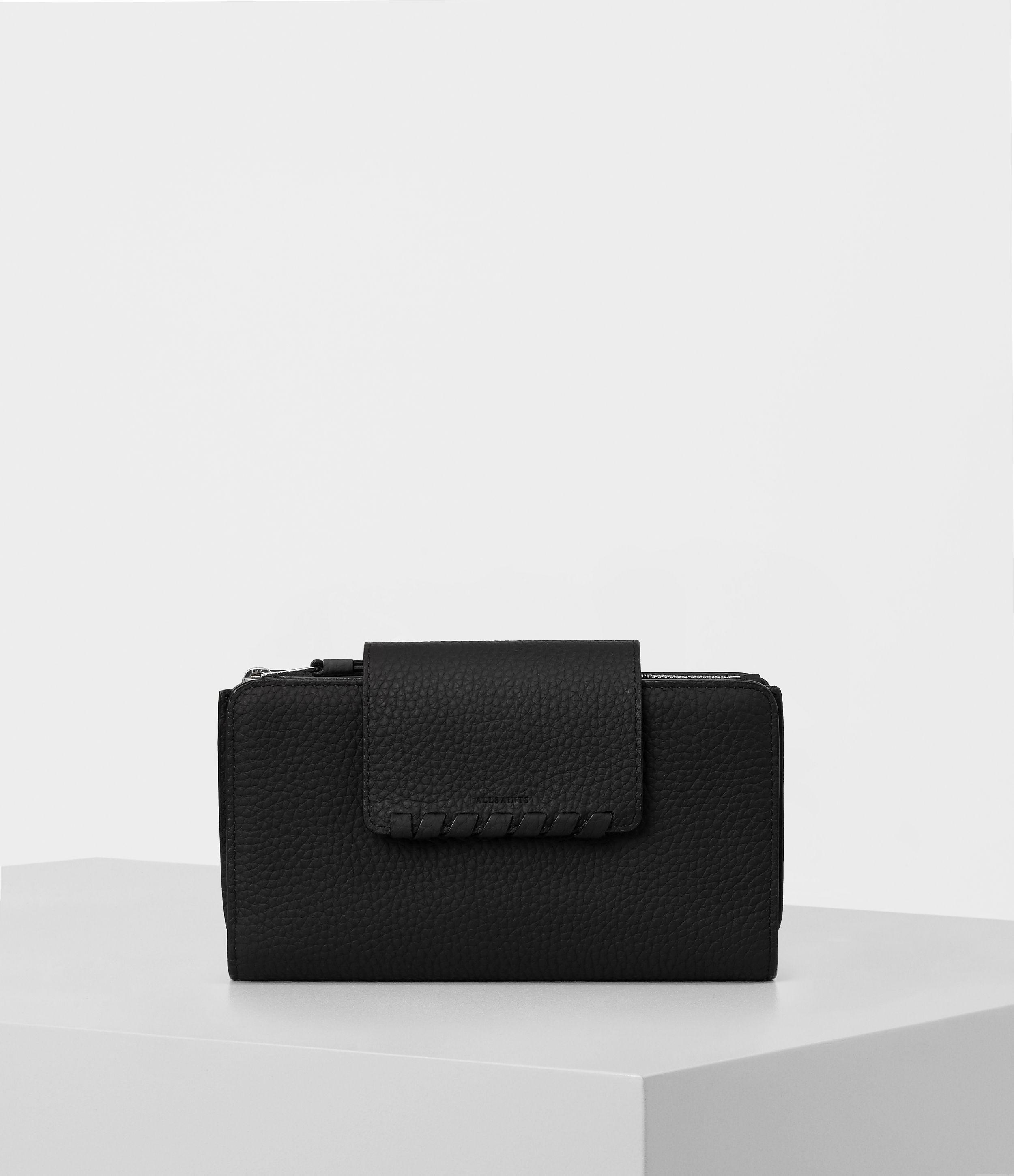 AllSaints Kita Japanese Leather Wallet in Black - Lyst