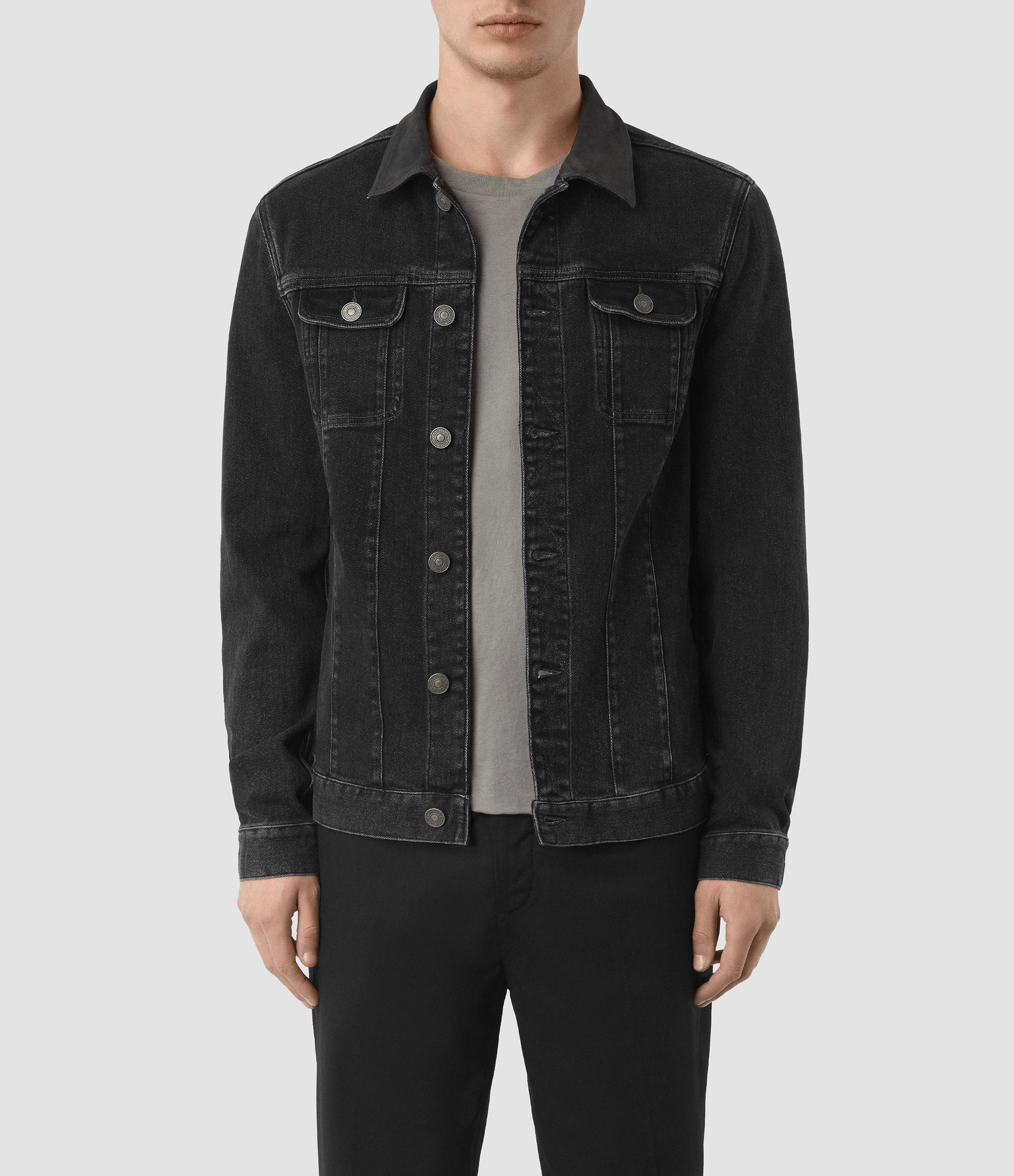 AllSaints Leith Denim Jacket in Graphite (Black) for Men - Lyst