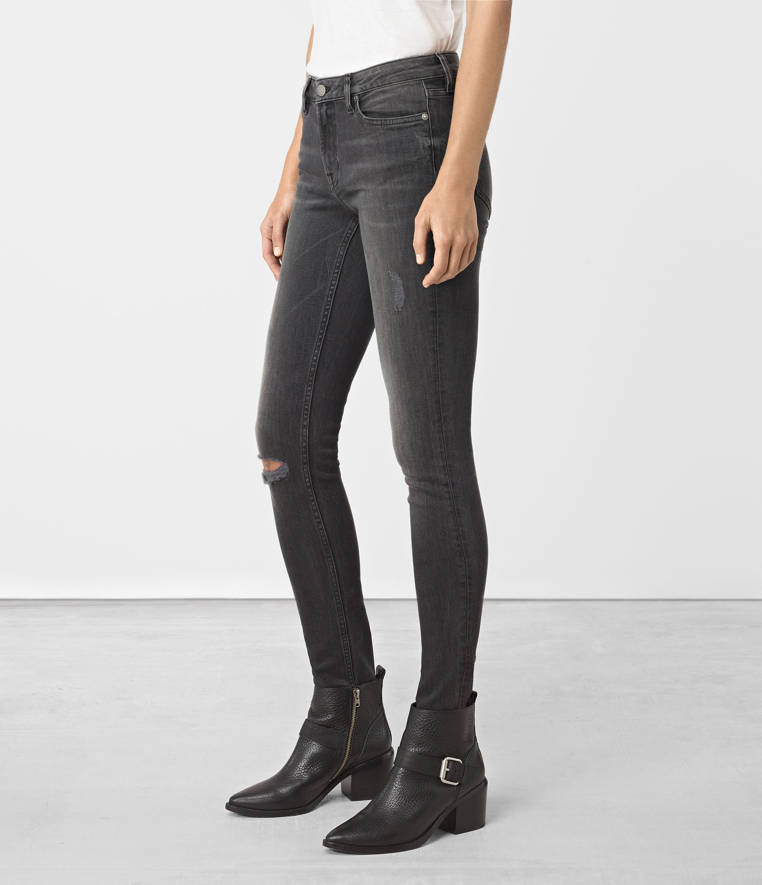 AllSaints Denim Mast Damaged Jeans in 