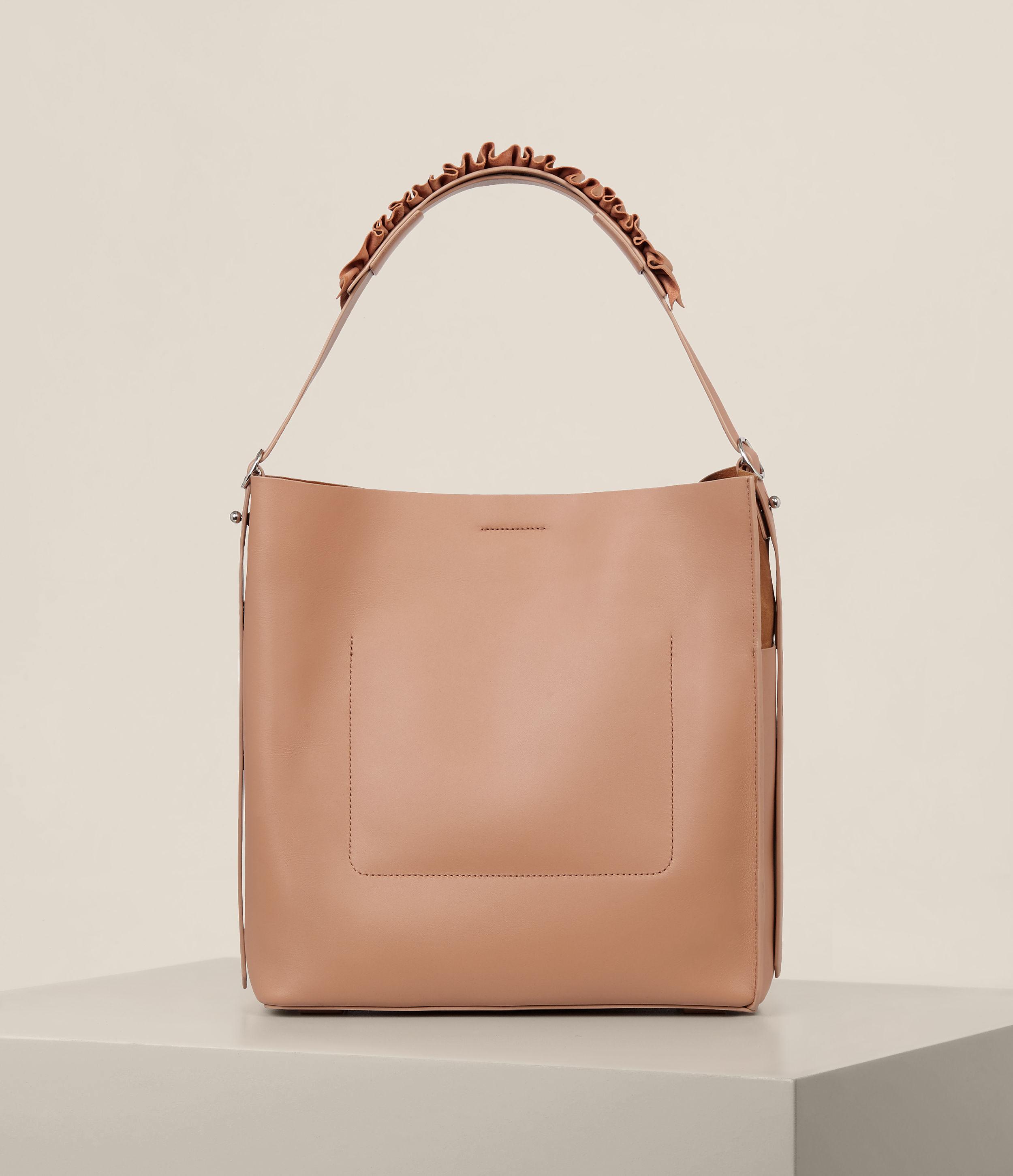 AllSaints Maya Leather Mini North South Tote in Light Caramel (Brown) - Lyst