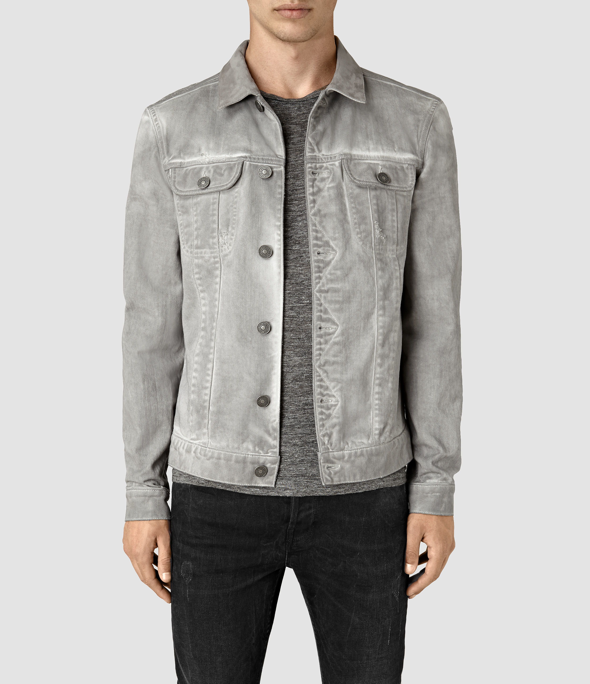 all saints grey denim jacket
